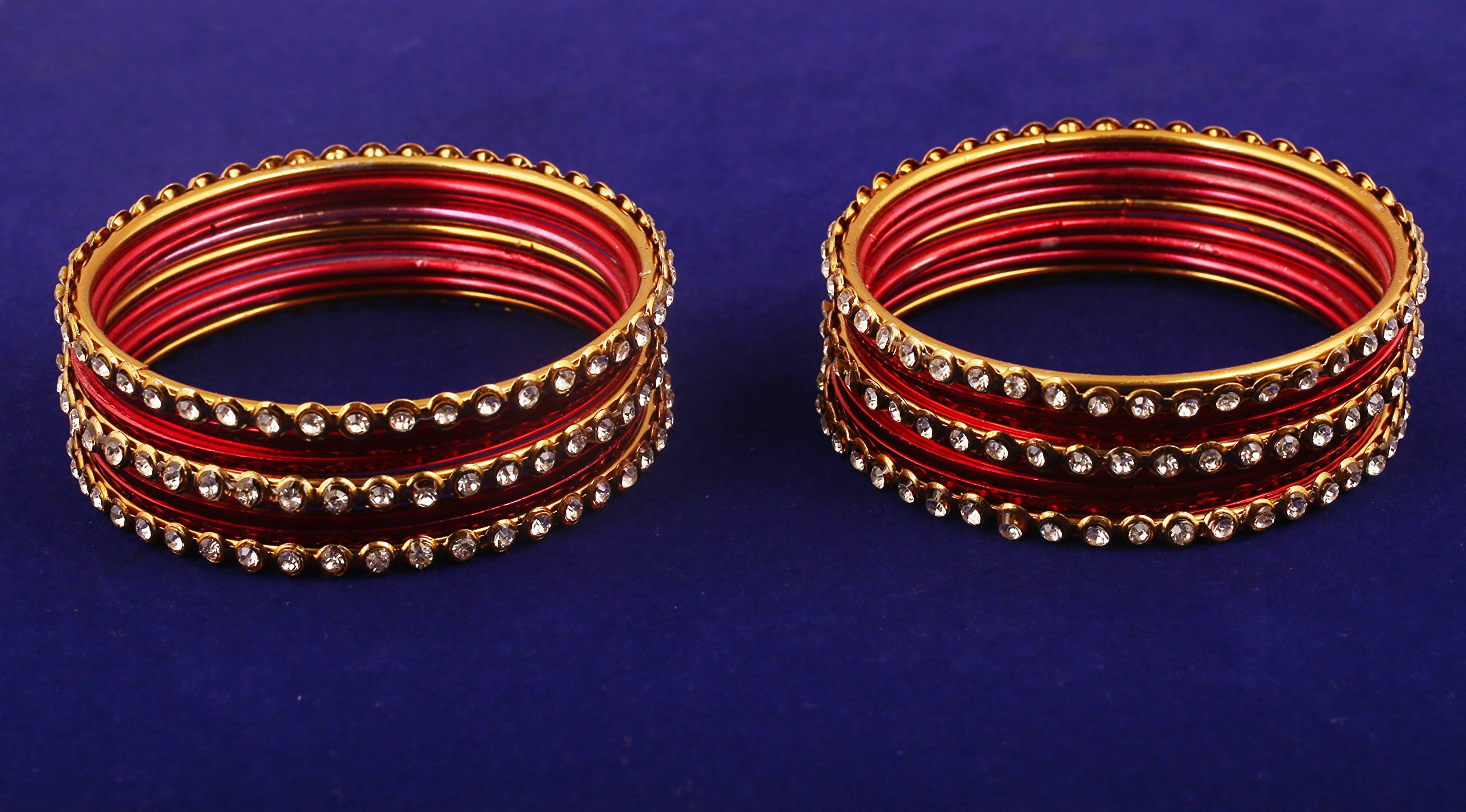 Touchstone "Colorful Collection Indian Bollywood Alloy Single Line Clear Rhinestone And Textured Color Bangle Bracelets Set of 18 In Antique Gold Tone For Women. - Image 3