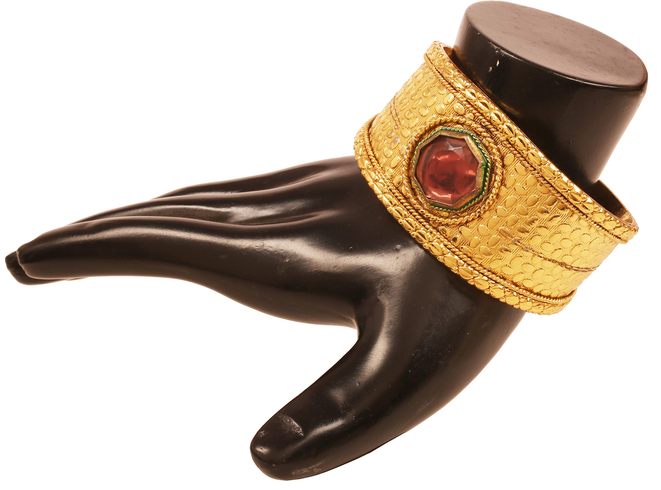 Touchstone Indian Bollywood Desire Brass Base Exotic Workmanship Free Size Cuff Bracelet in Antique Gold Or White Or Copper Tone for Women. - Image 3