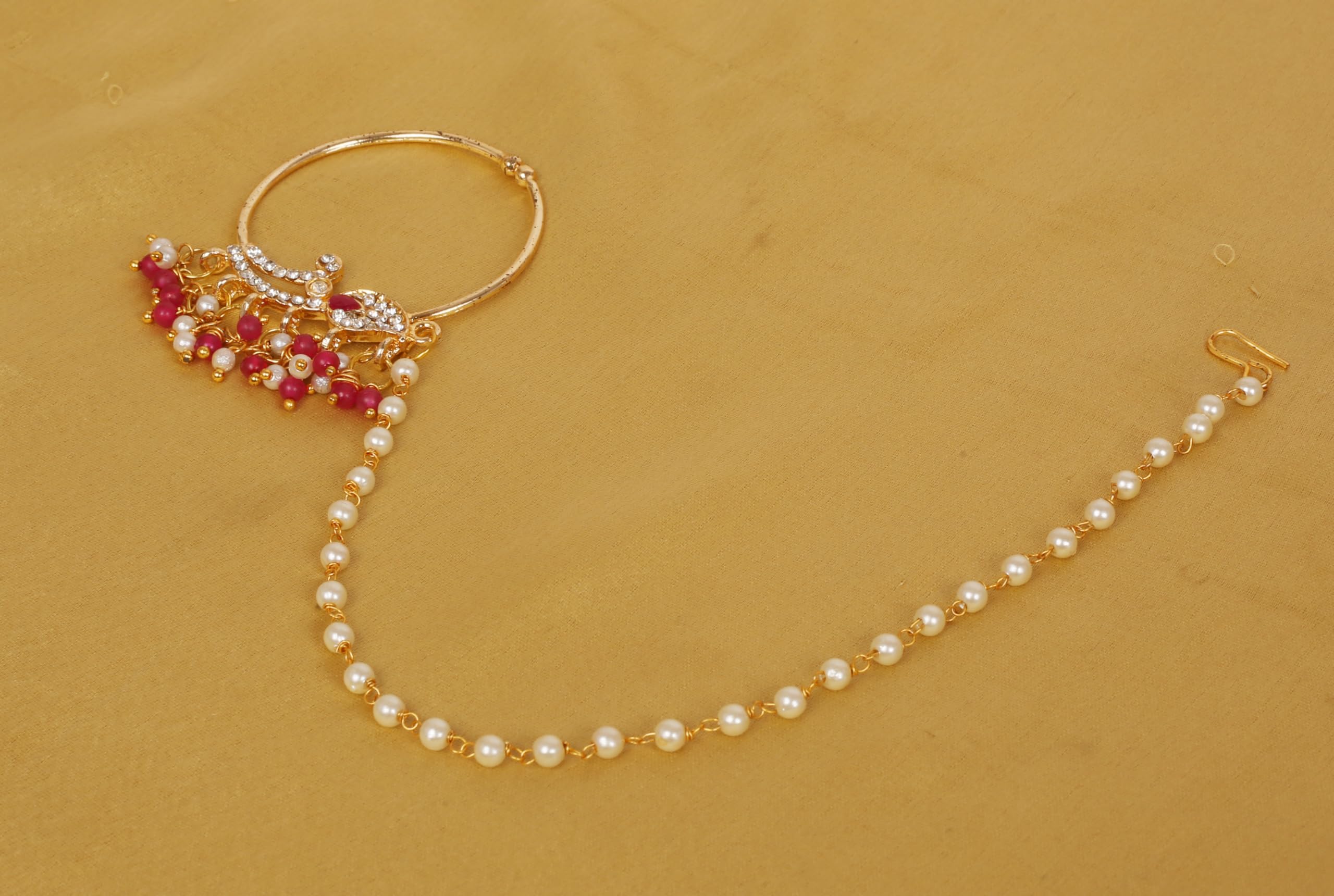 Touchstone Indian Bollywood Desire Designer Bridal Jewelry Nath (Nose Accessory) in Gold Tone for Women. - Image 3