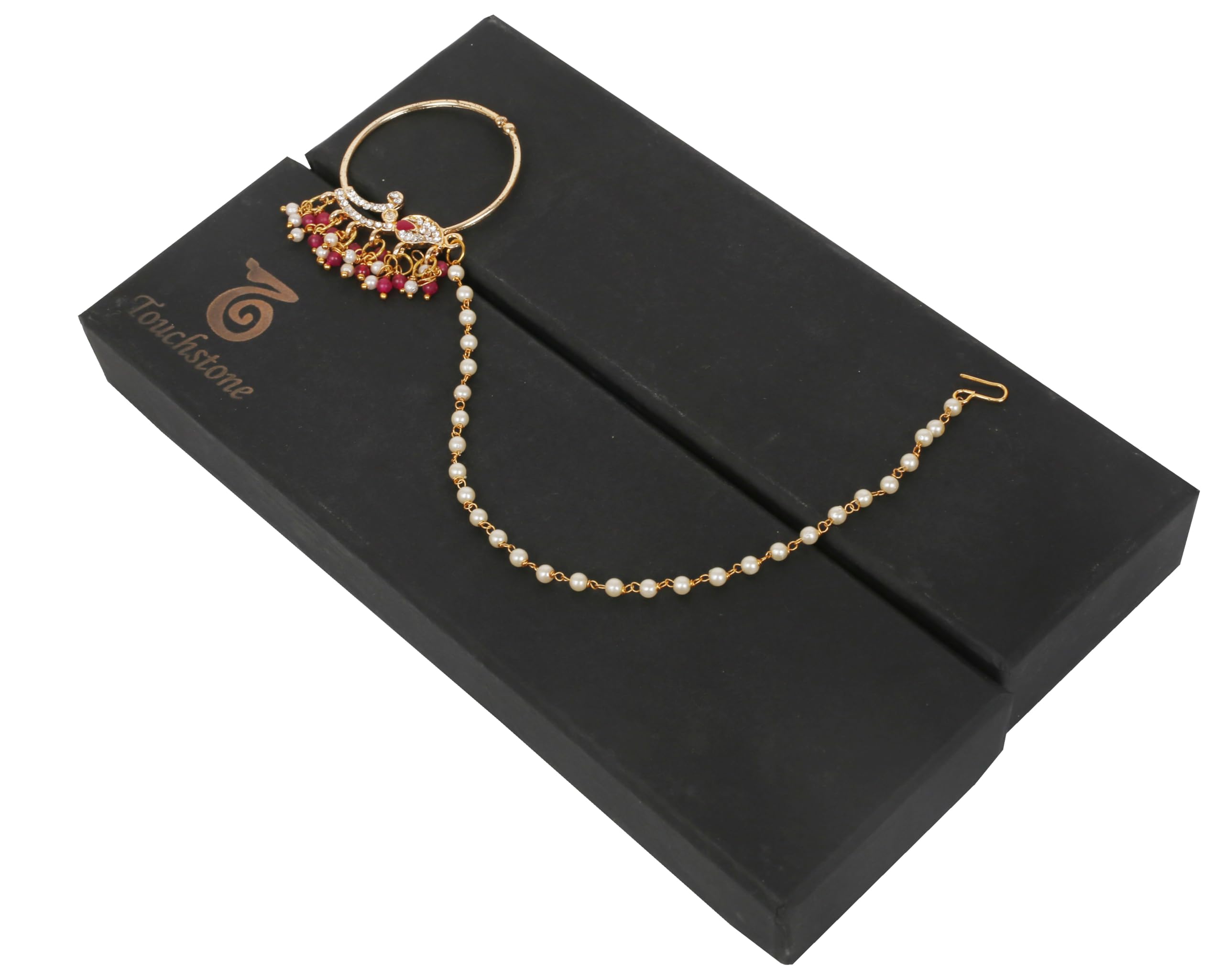Touchstone Indian Bollywood Desire Designer Bridal Jewelry Nath (Nose Accessory) in Gold Tone for Women. - Image 5