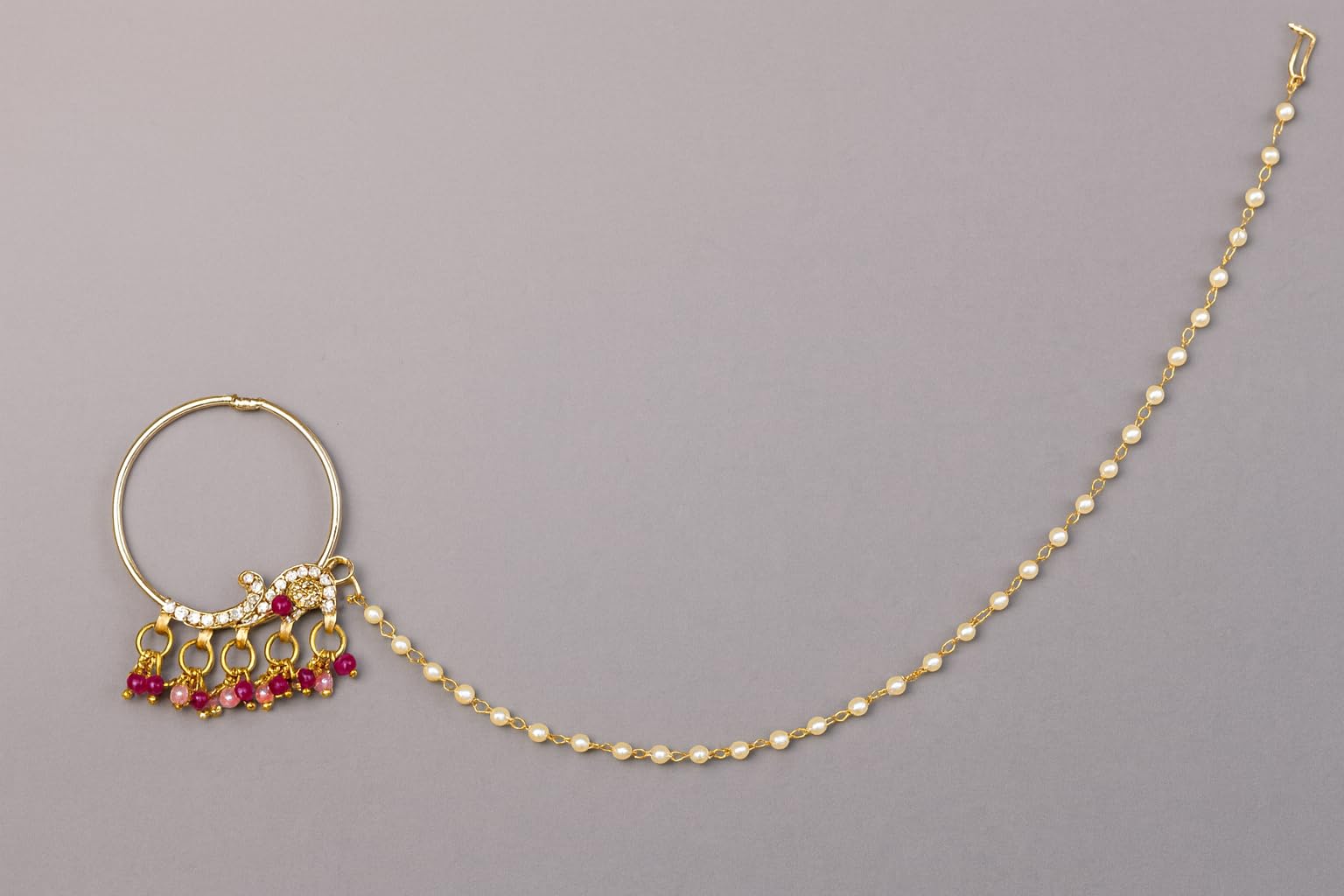 Touchstone Indian Bollywood Desire Designer Bridal Jewelry Nath (Nose Accessory) in Gold Tone for Women. - Image 6