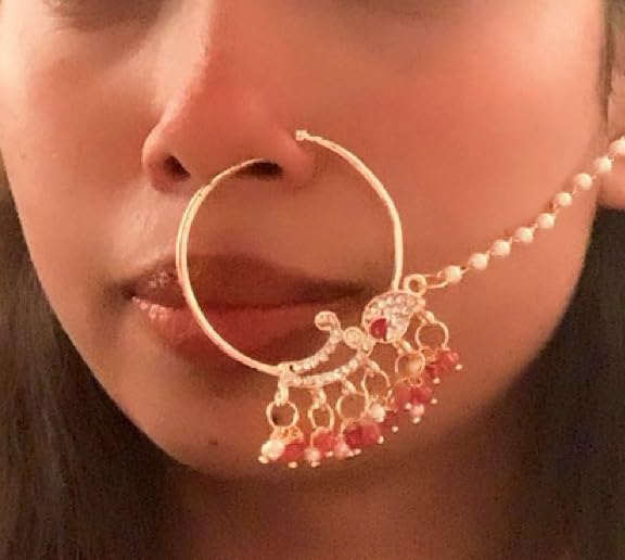 Touchstone Indian Bollywood Desire Designer Bridal Jewelry Nath (Nose Accessory) in Gold Tone for Women. - Image 7