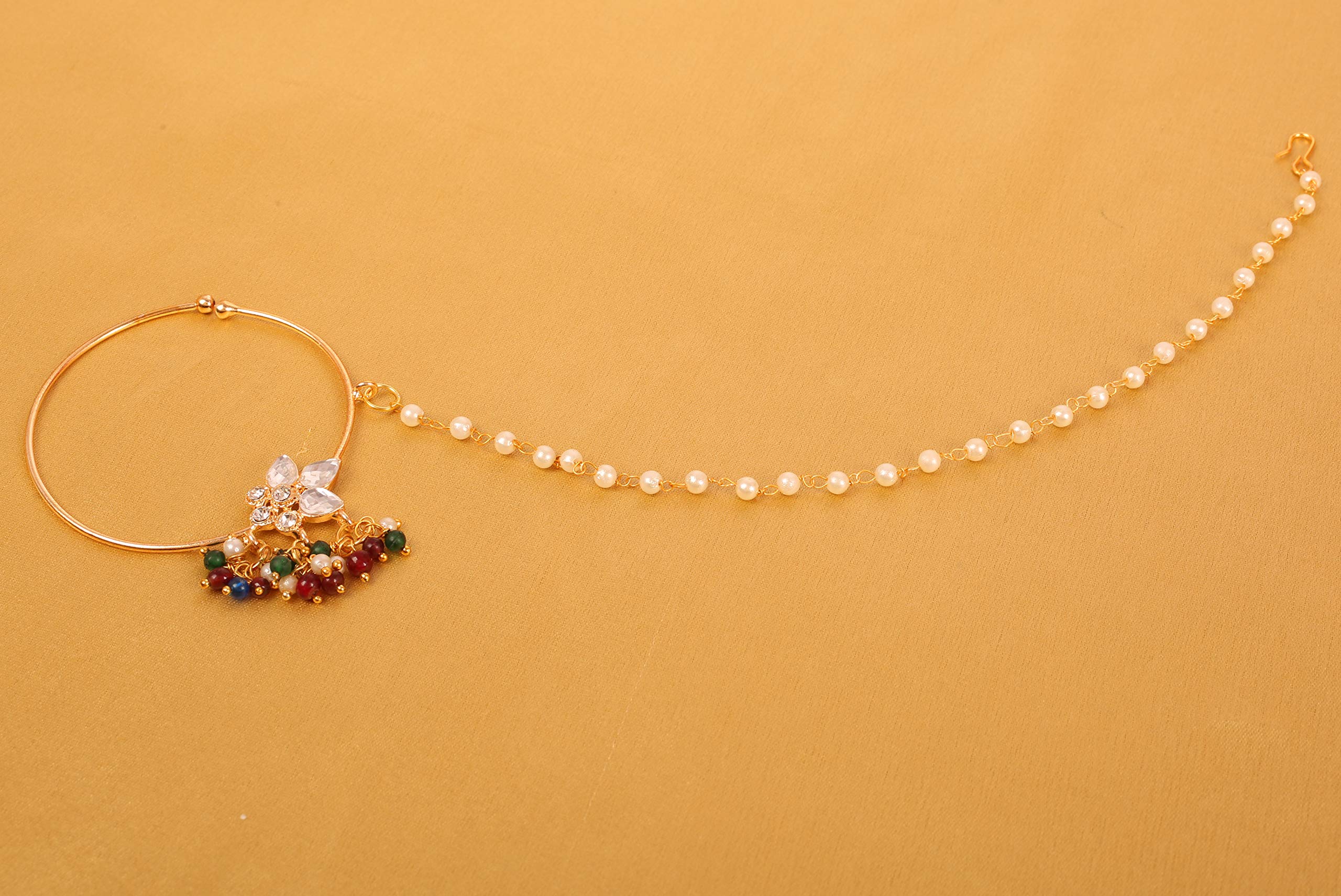 Touchstone Indian Bollywood Desire Designer Bridal Jewelry Nath (Nose Accessory) in Gold Tone for Women. - Image 4