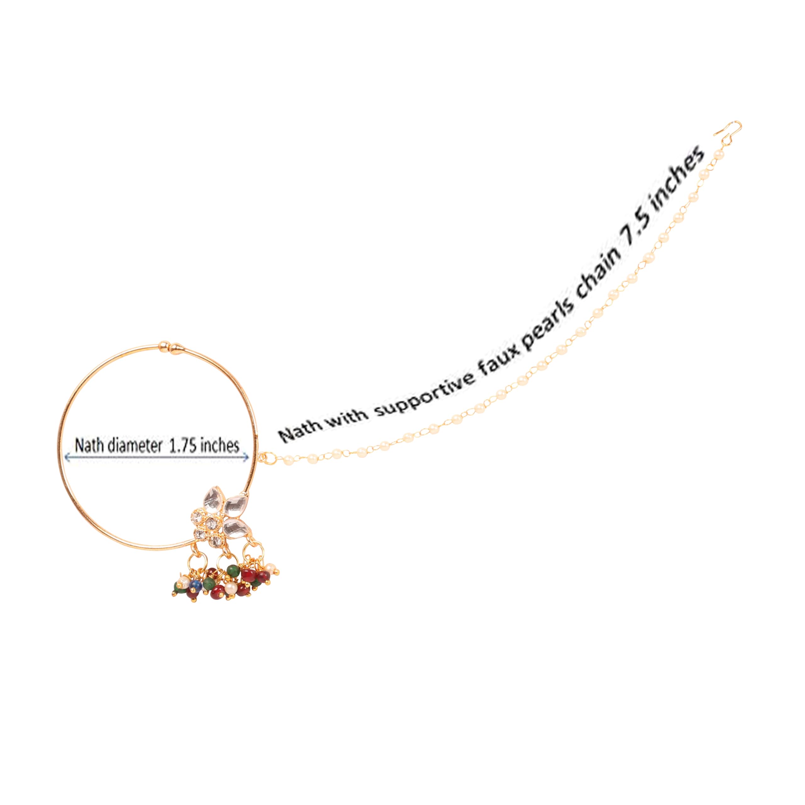 Touchstone Indian Bollywood Desire Designer Bridal Jewelry Nath (Nose Accessory) in Gold Tone for Women. - Image 5