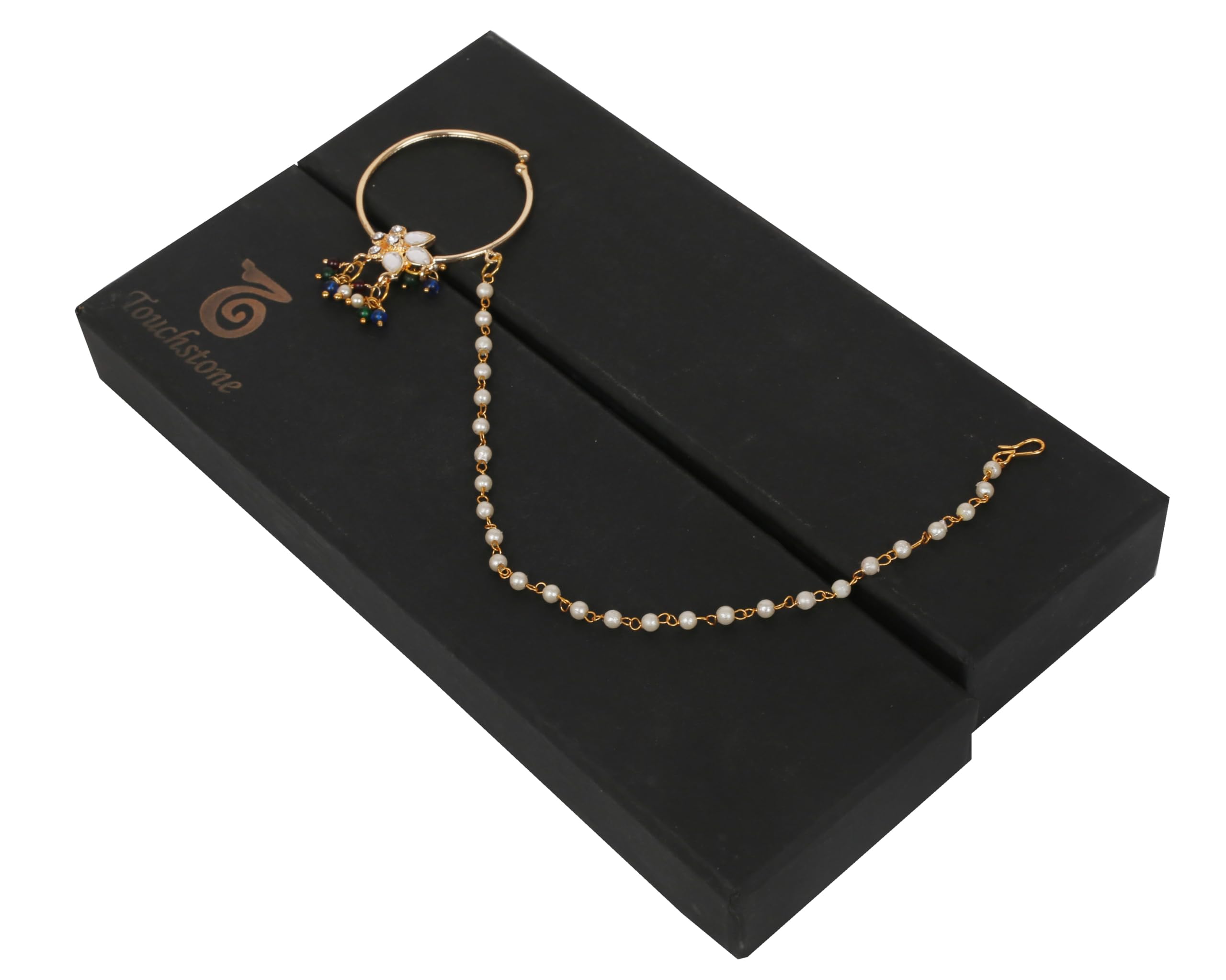 Touchstone Indian Bollywood Desire Designer Bridal Jewelry Nath (Nose Accessory) in Gold Tone for Women. - Image 6
