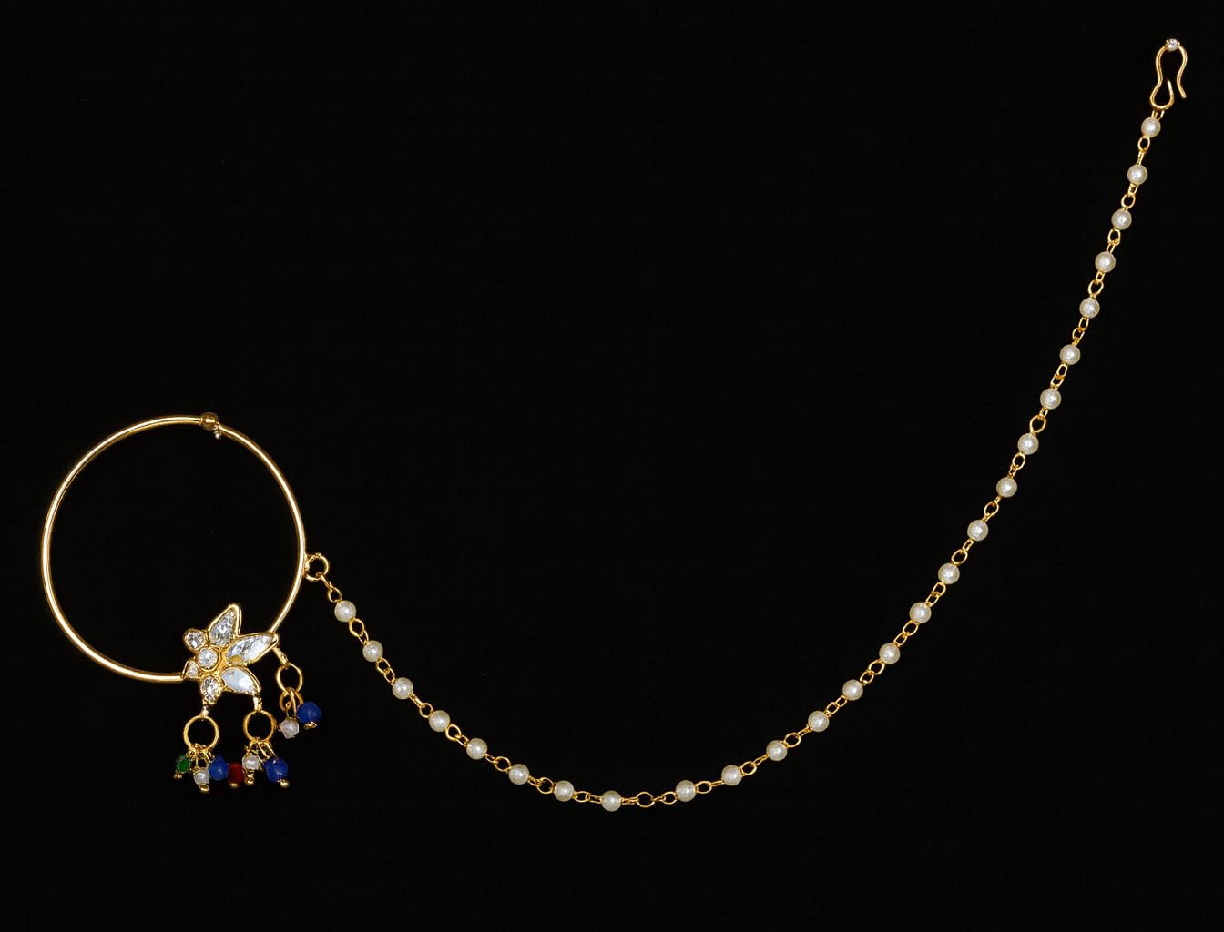 Touchstone Indian Bollywood Desire Designer Bridal Jewelry Nath (Nose Accessory) in Gold Tone for Women. - Image 7