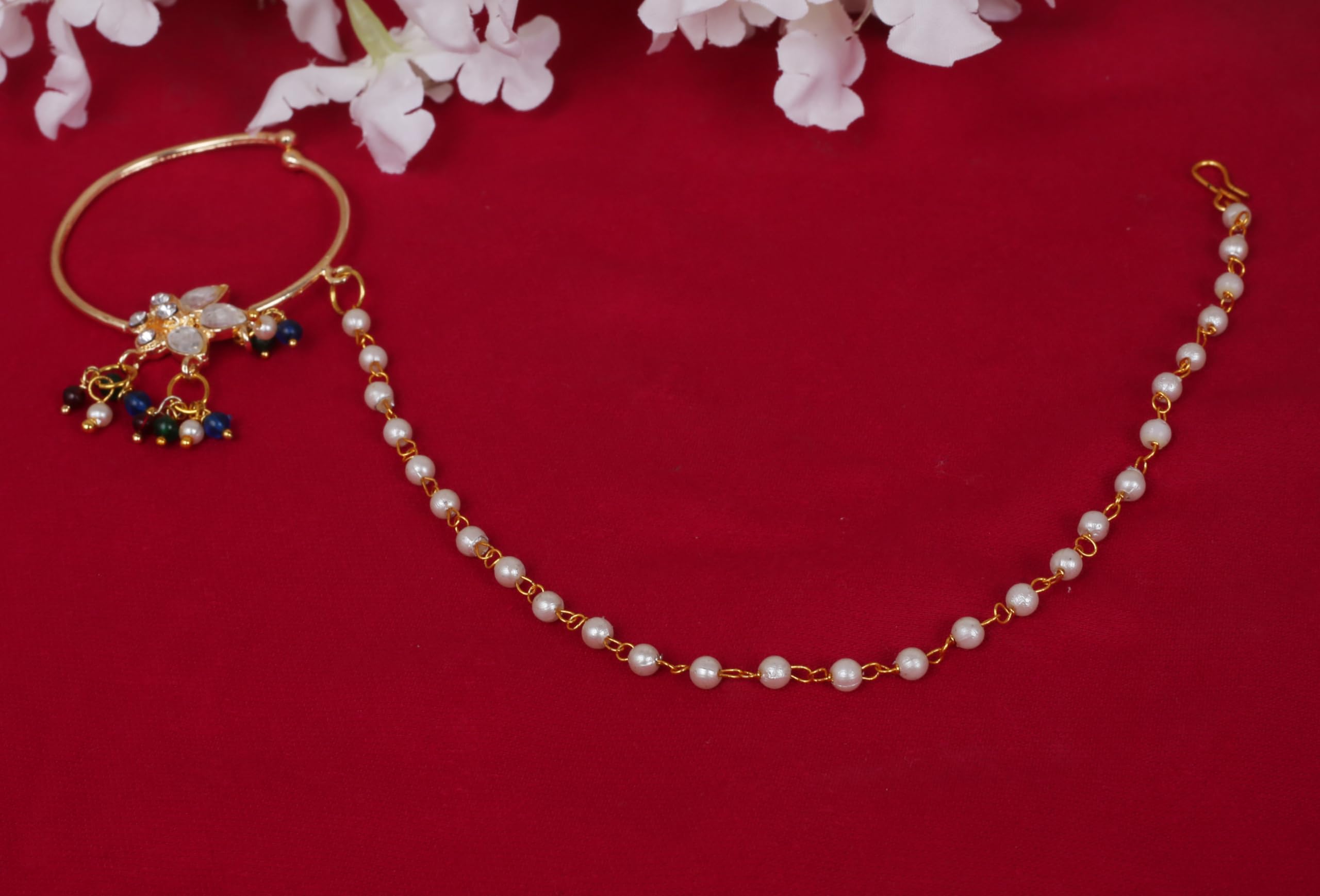 Touchstone Indian Bollywood Desire Designer Bridal Jewelry Nath (Nose Accessory) in Gold Tone for Women. - Image 9