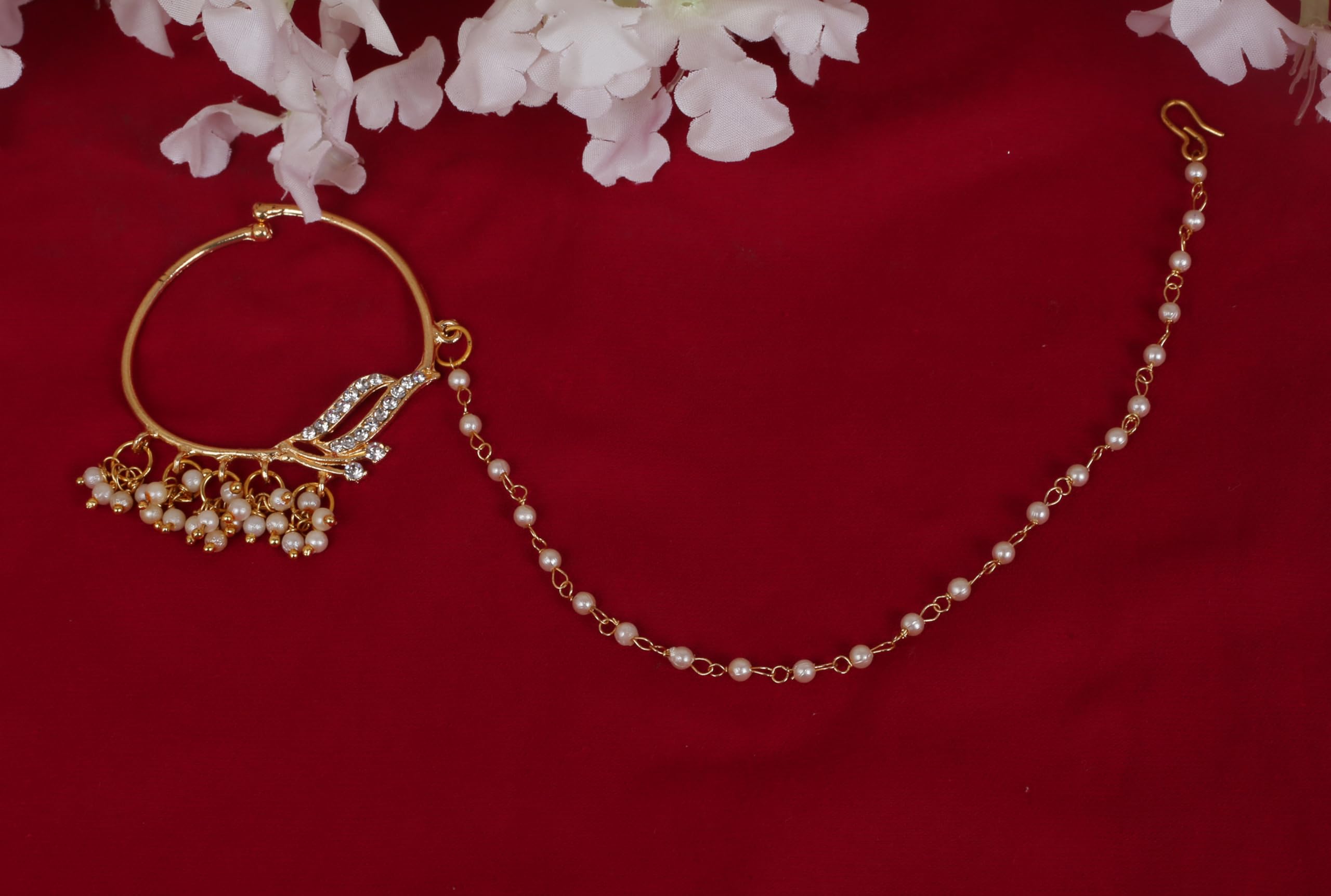 Touchstone Indian Bollywood Desire Designer Bridal Jewelry Nath (Nose Accessory) in Gold Tone for Women. - Image 5