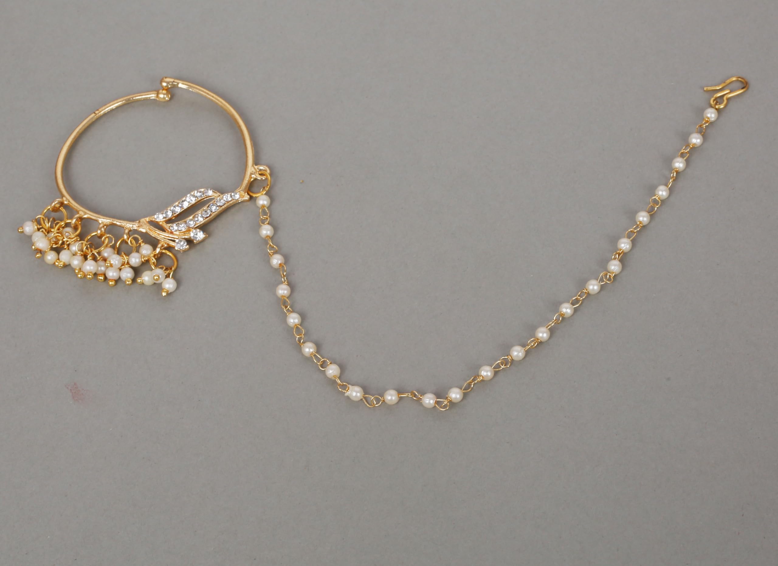 Touchstone Indian Bollywood Desire Designer Bridal Jewelry Nath (Nose Accessory) in Gold Tone for Women. - Image 6