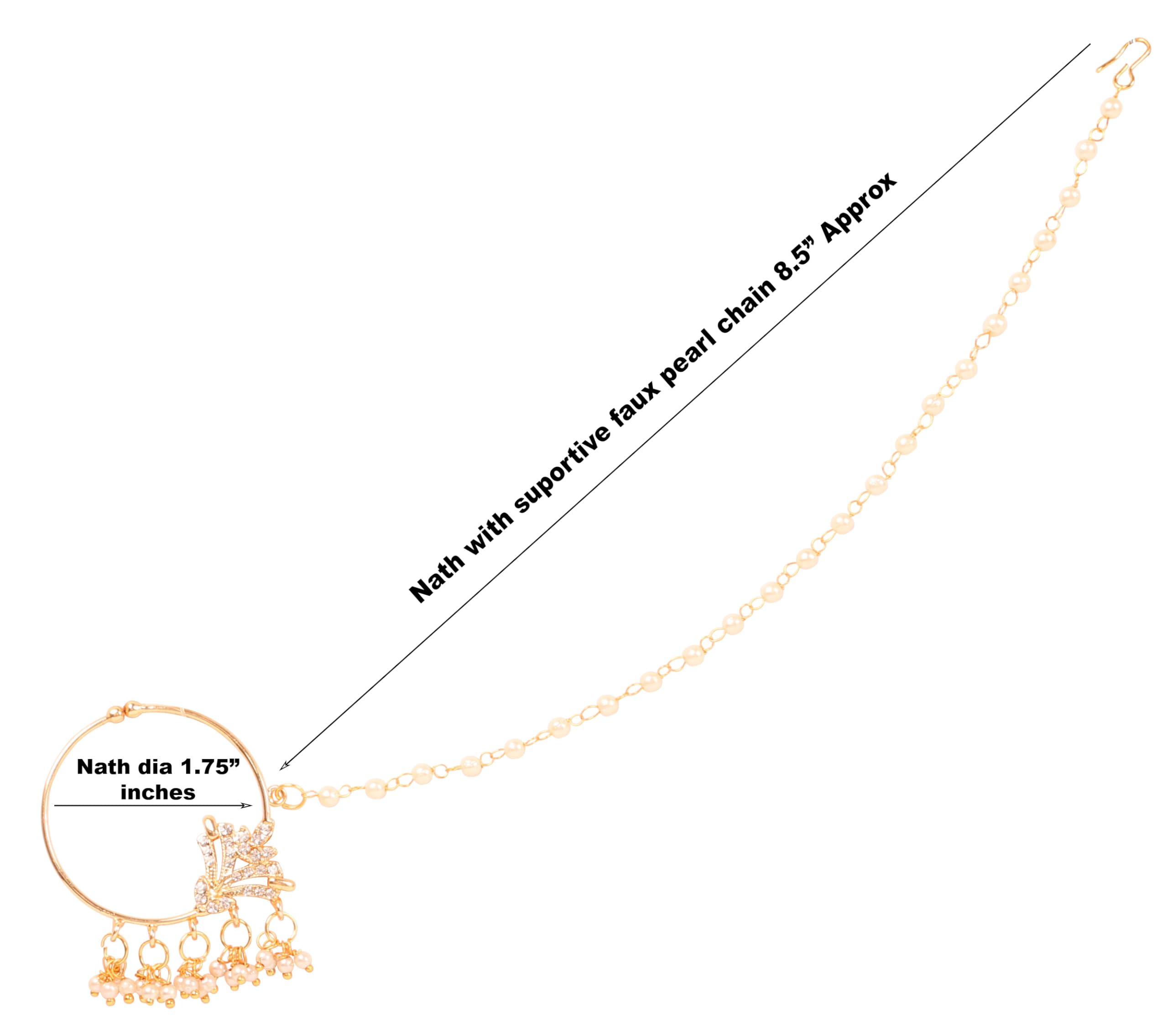 Touchstone Indian Bollywood Desire Designer Bridal Jewelry Nath (Nose Accessory) in Gold Tone for Women. - Image 5