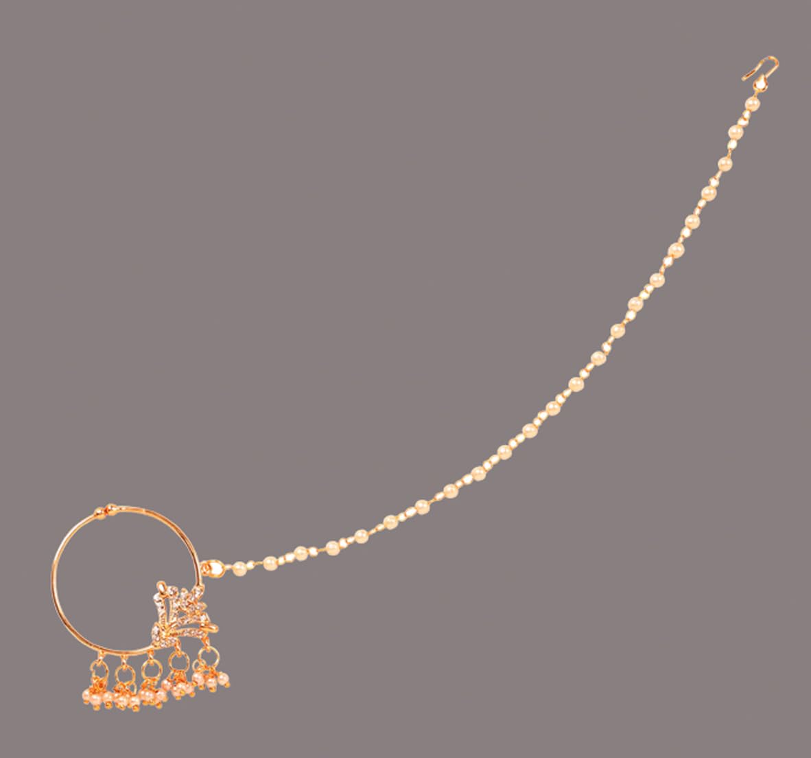 Touchstone Indian Bollywood Desire Designer Bridal Jewelry Nath (Nose Accessory) in Gold Tone for Women. - Image 6