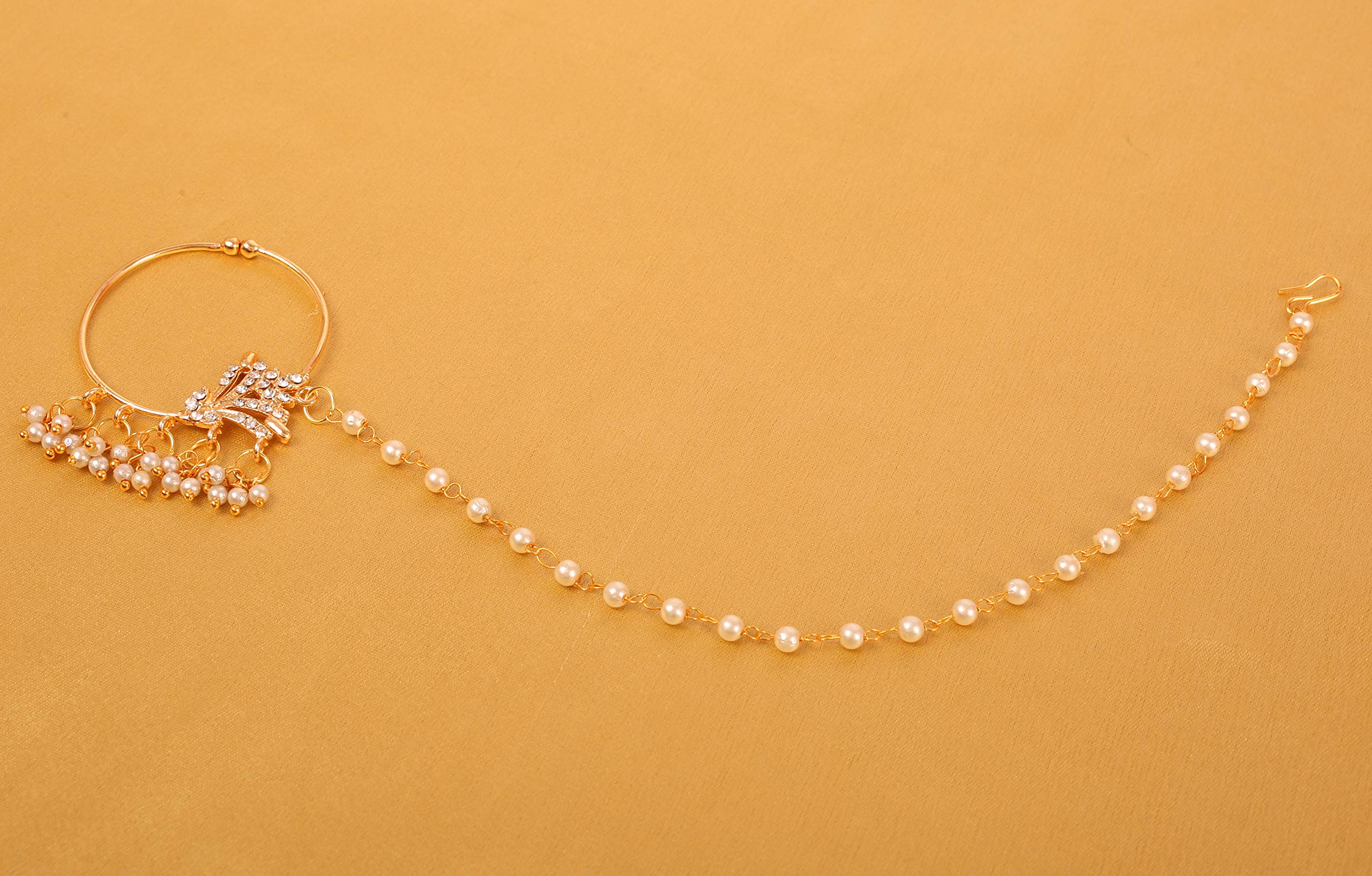 Touchstone Indian Bollywood Desire Designer Bridal Jewelry Nath (Nose Accessory) in Gold Tone for Women. - Image 7