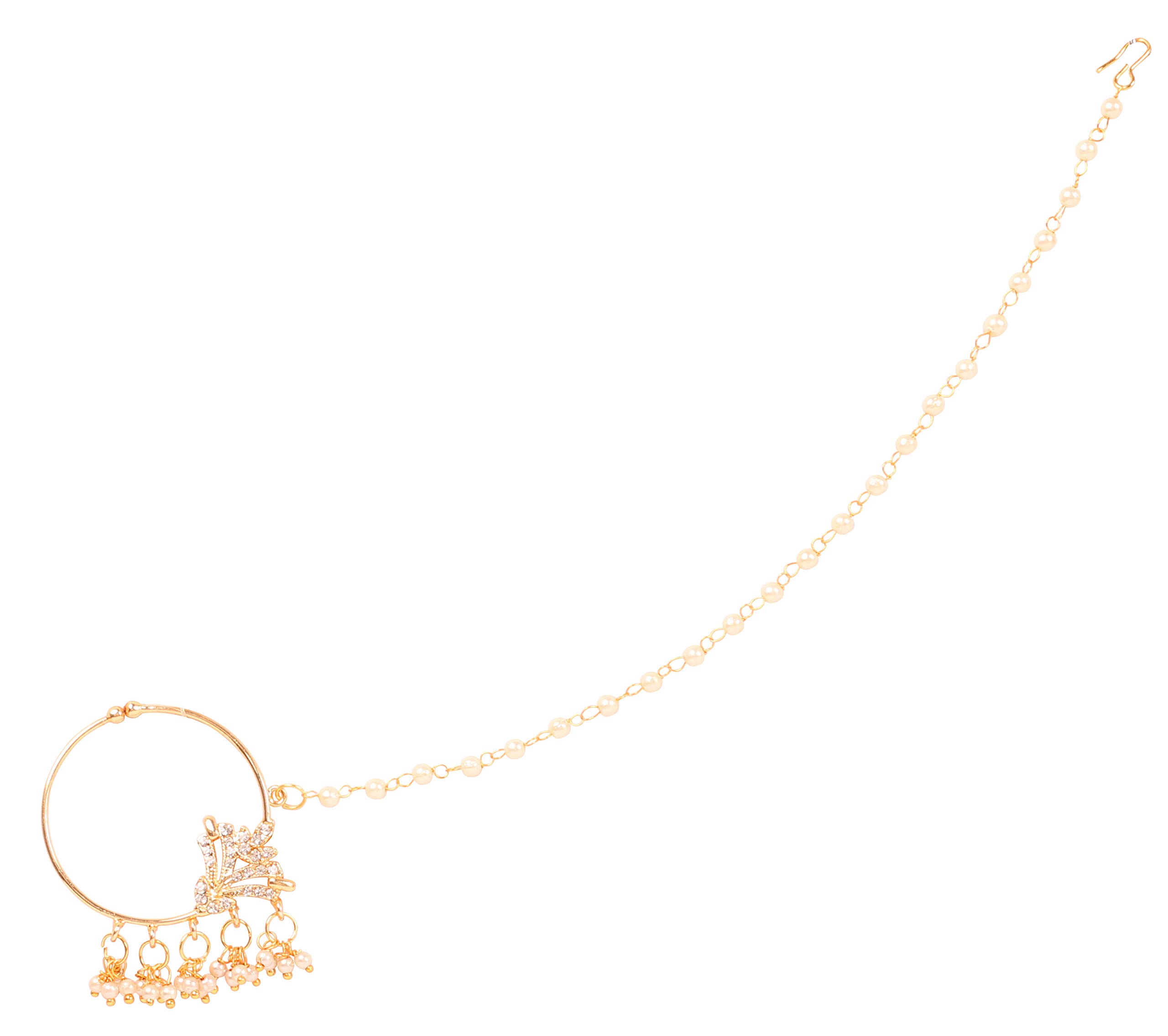 Touchstone Indian Bollywood Desire Designer Bridal Jewelry Nath (Nose Accessory) in Gold Tone for Women. - Image 8