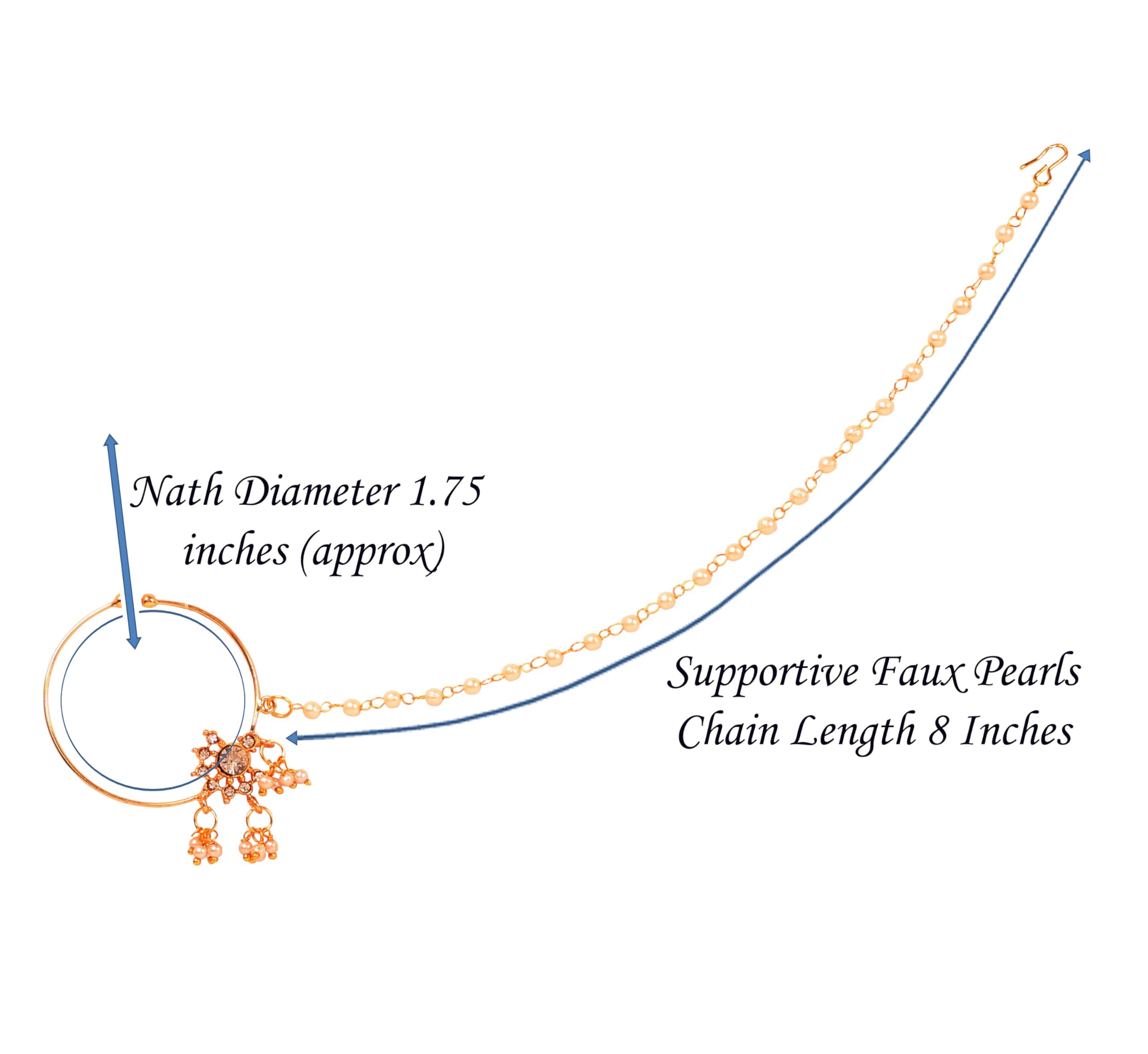 Touchstone Indian Bollywood Desire Designer Bridal Jewelry Nath (Nose Accessory) in Gold Tone for Women. - Image 5