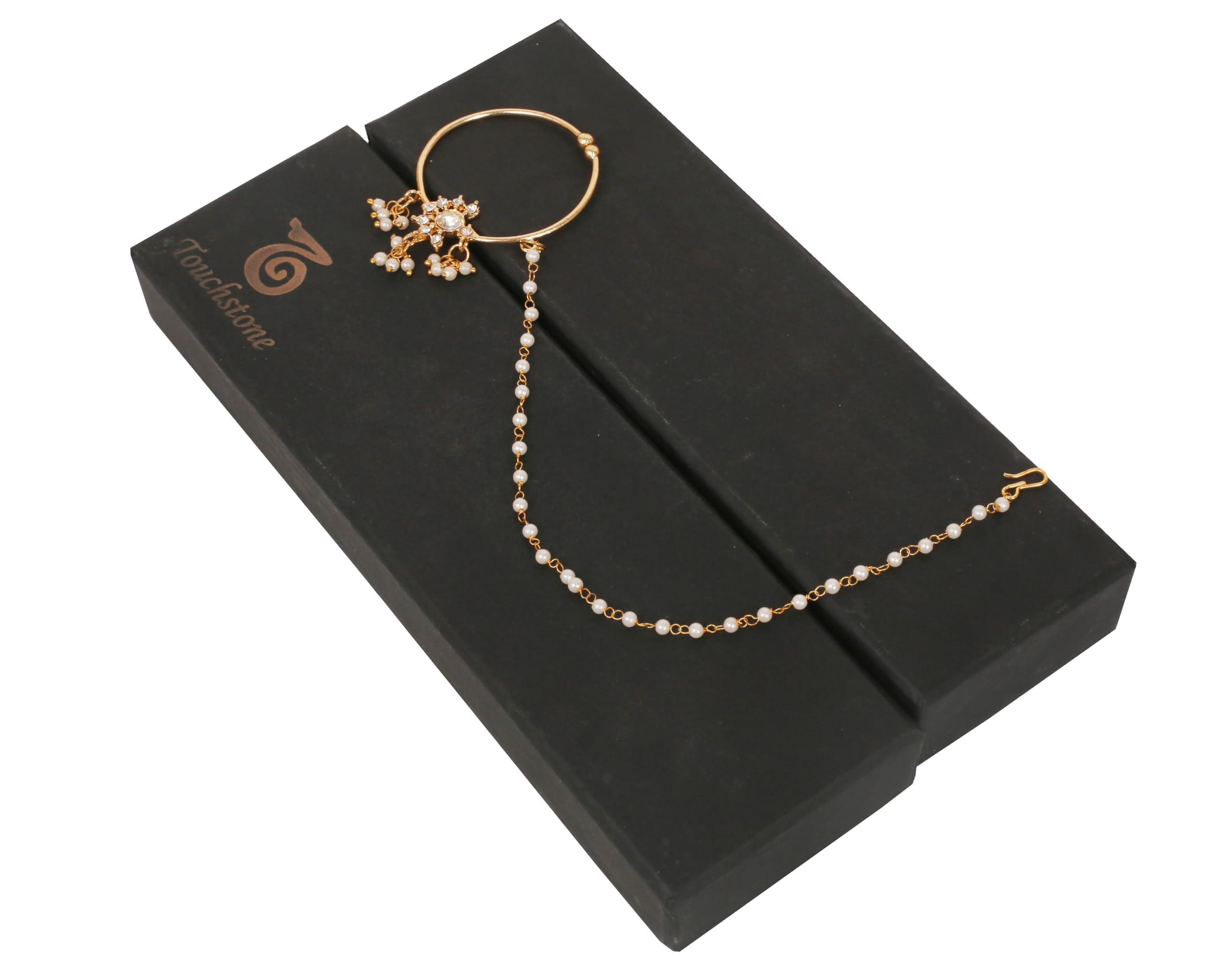 Touchstone Indian Bollywood Desire Designer Bridal Jewelry Nath (Nose Accessory) in Gold Tone for Women. - Image 6