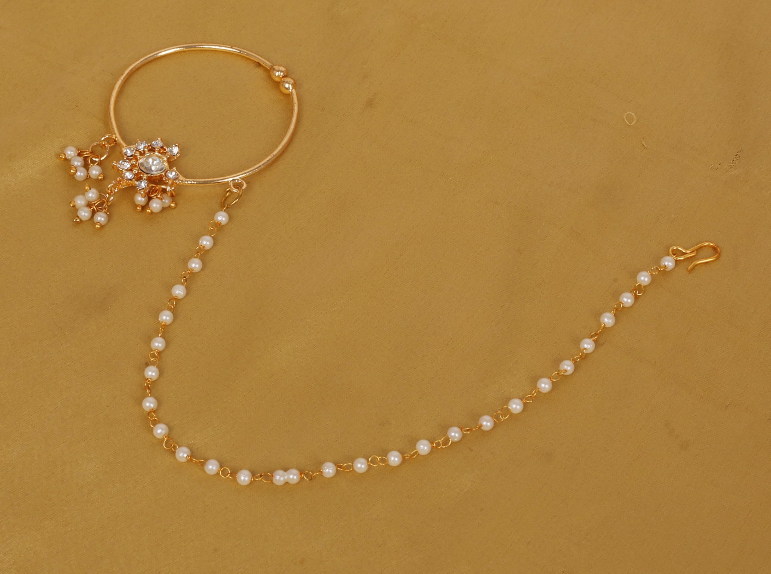 Touchstone Indian Bollywood Desire Designer Bridal Jewelry Nath (Nose Accessory) in Gold Tone for Women. - Image 7