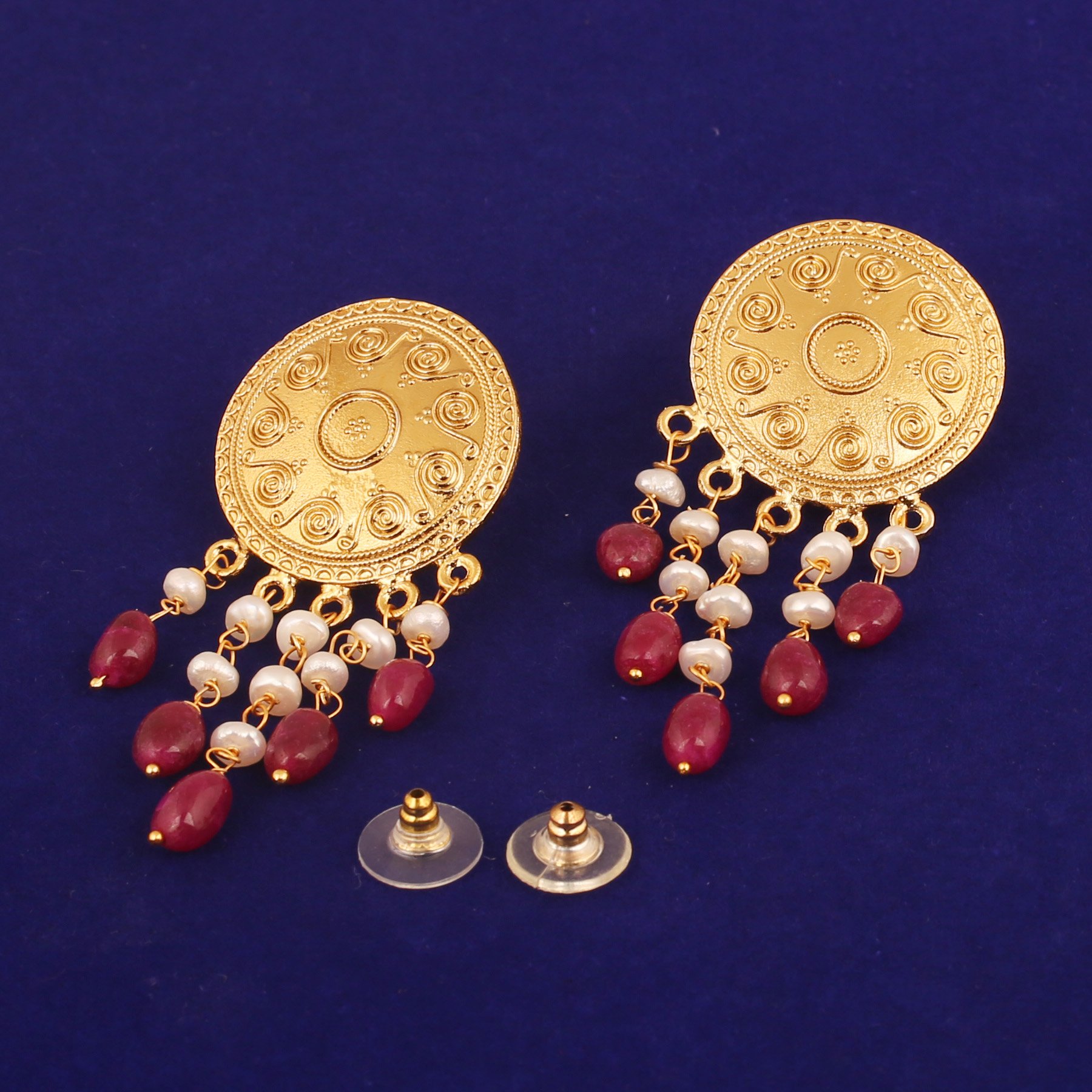 Touchstone Indian Bollywood Fashion Handcrafted Designer Jewelry Light Weight Hoop Baali Earrings in Copper Or White Or Antique Gold Tone for Women. - Image 3