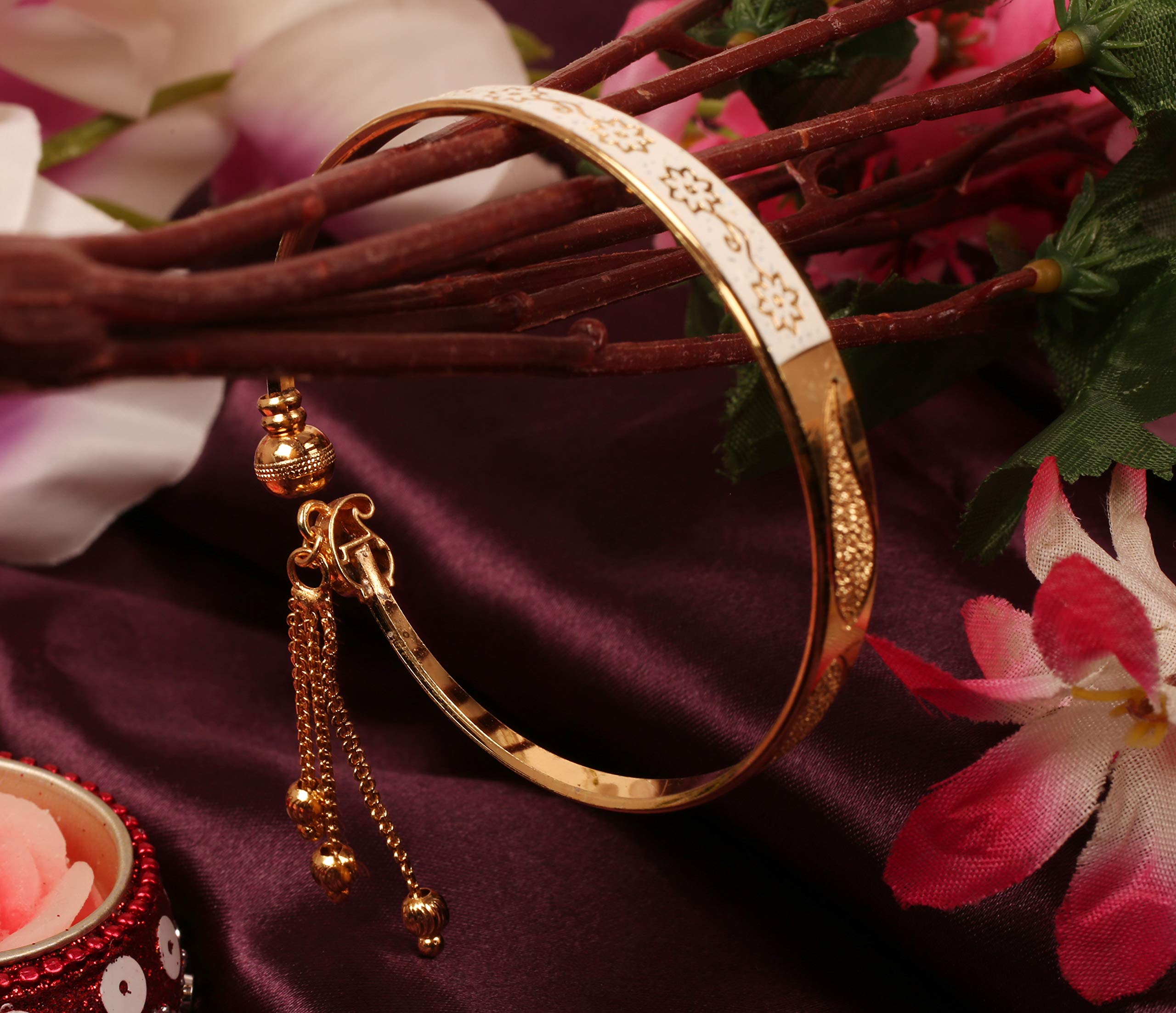 Touchstone Indian Bollywood Fresh Fashion Handcrafted Free Size Designer Jewelry Bracelet in Gold Tone for Women and Men. - Image 6