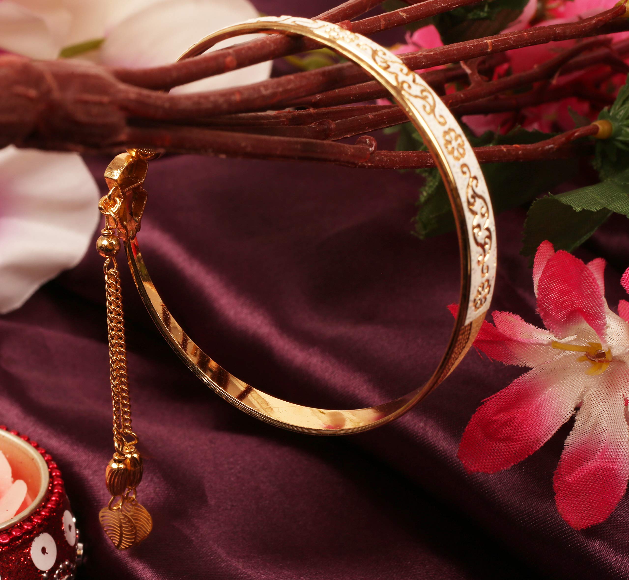 Touchstone Indian Bollywood Fresh Fashion Handcrafted Free Size Designer Jewelry Bracelet in Gold Tone for Women and Men. - Image 6