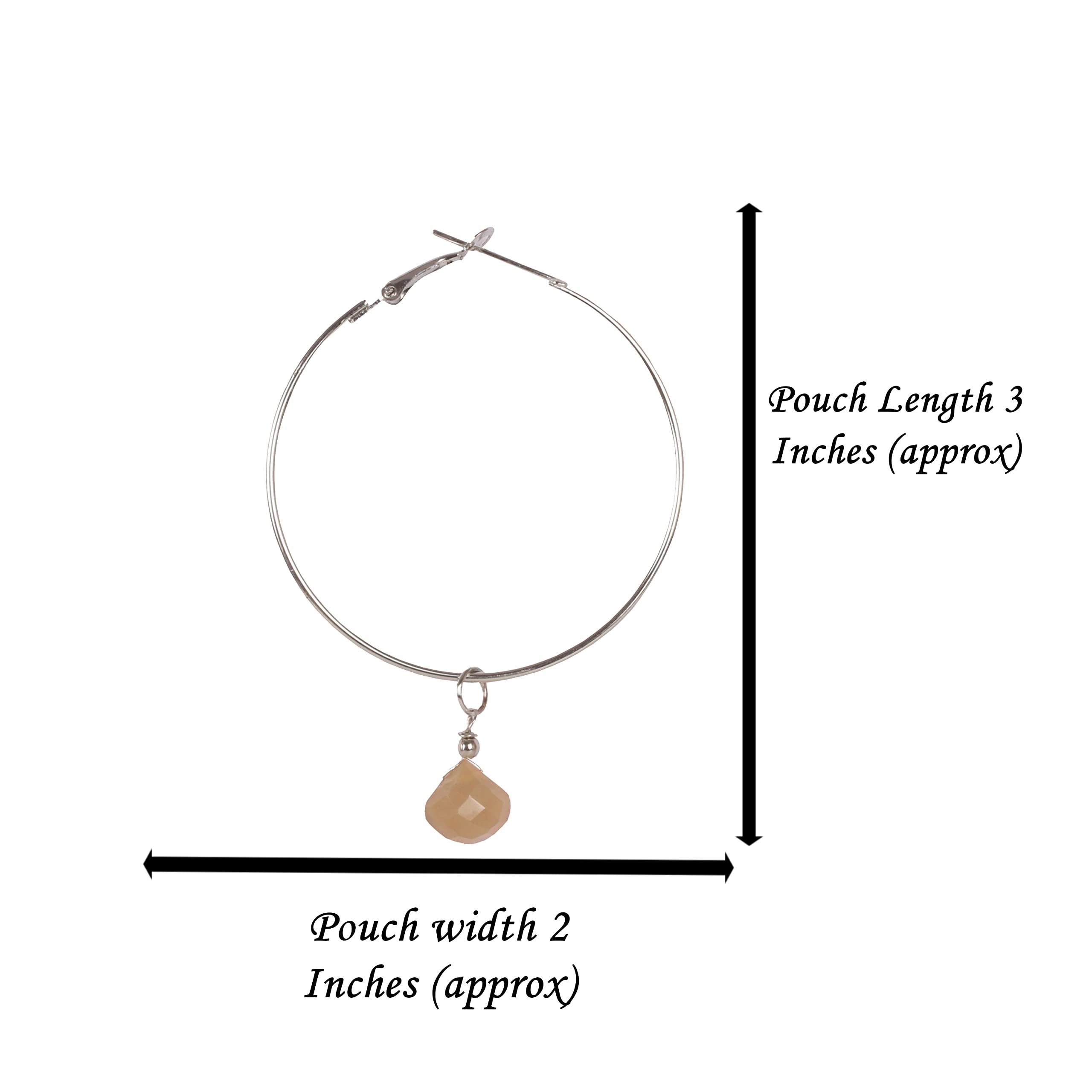 Touchstone Indian Bollywood Handcrafted Glass Stones 3 Changeable Color Designer Jewelry Hoop Earrings in Gold Tone for Women. - Image 3