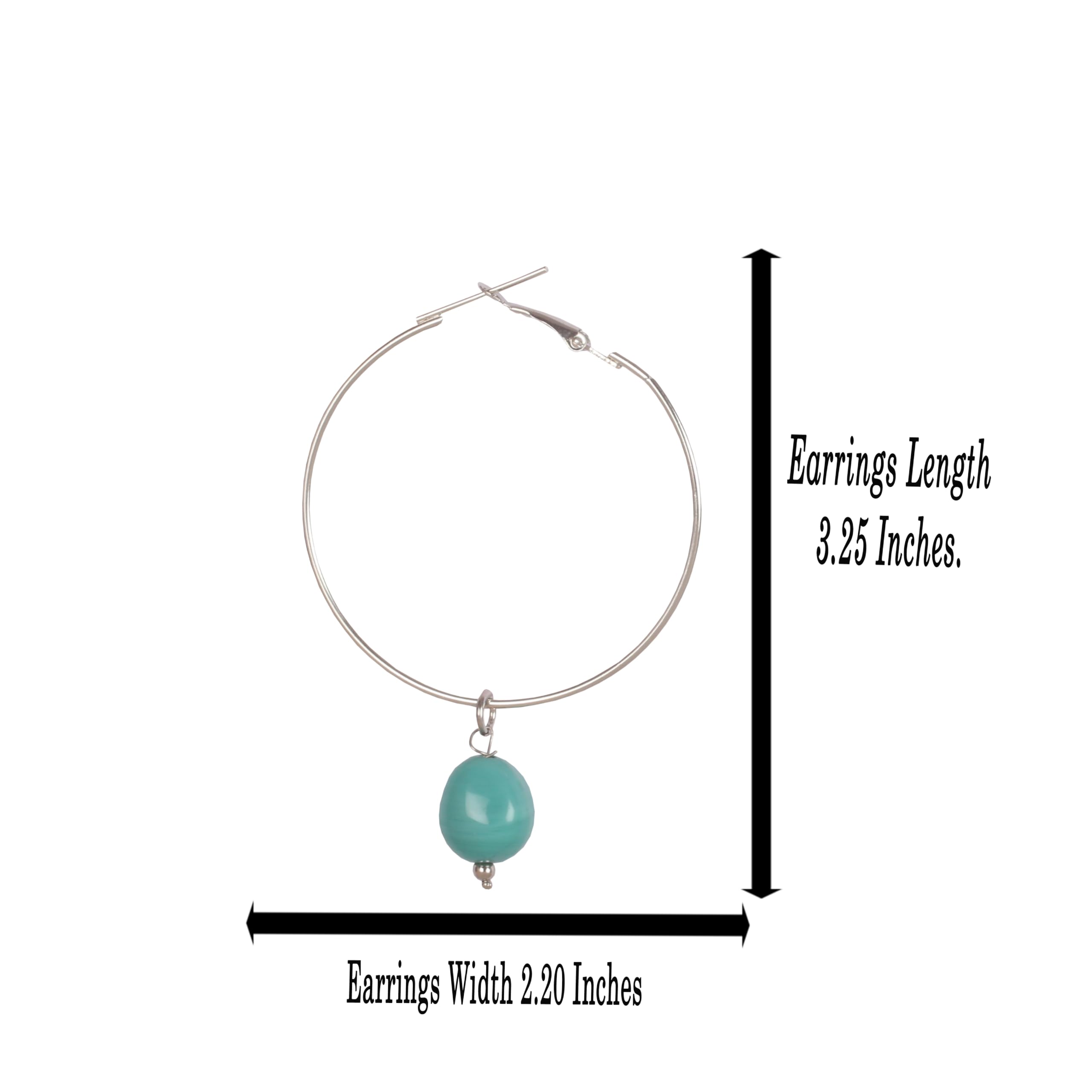 Touchstone Indian Bollywood Handcrafted Glass Stones 3 Changeable Color Designer Jewelry Hoop Earrings in Gold Tone for Women. - Image 5