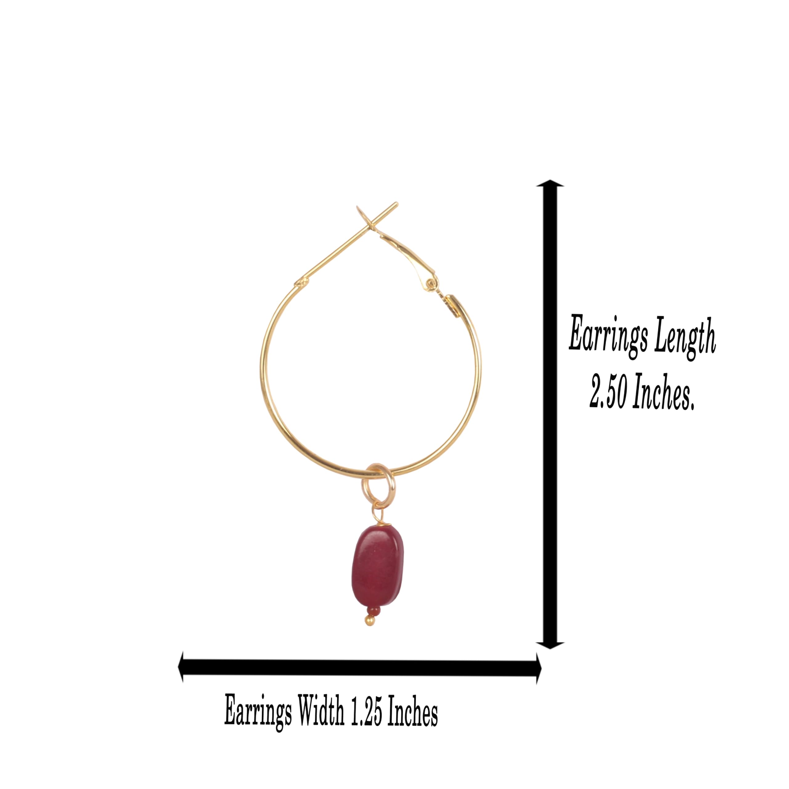 Touchstone Indian Bollywood Handcrafted Glass Stones 3 Changeable Color Designer Jewelry Hoop Earrings in Gold Tone for Women. - Image 4