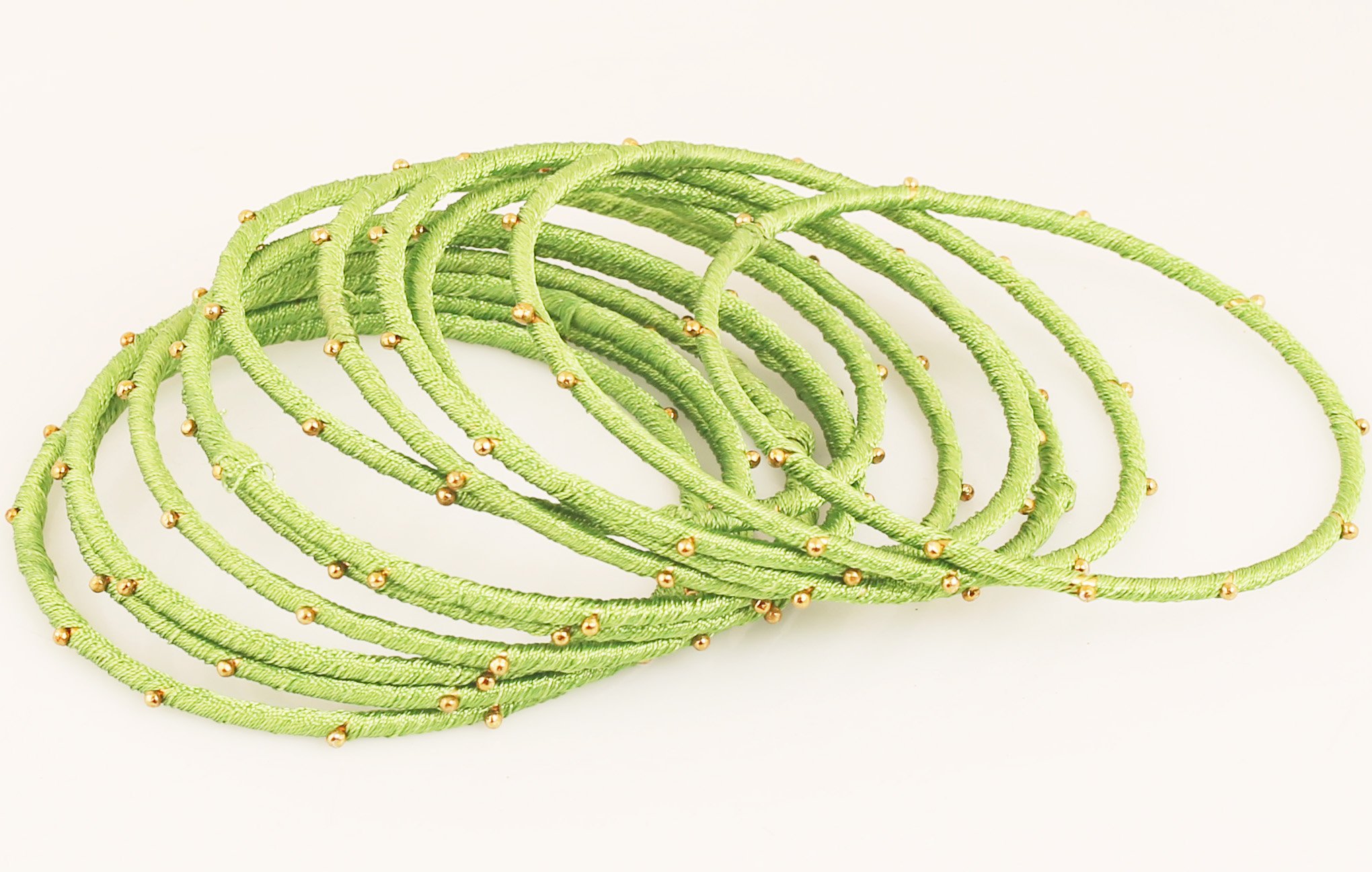 Touchstone Indian Bollywood Mystical Look Hand Woven Faux Silk Thread Golden Balls Gorgeous Color Exotic Designer Jewelry Bangle Bracelets for Women. - Image 3