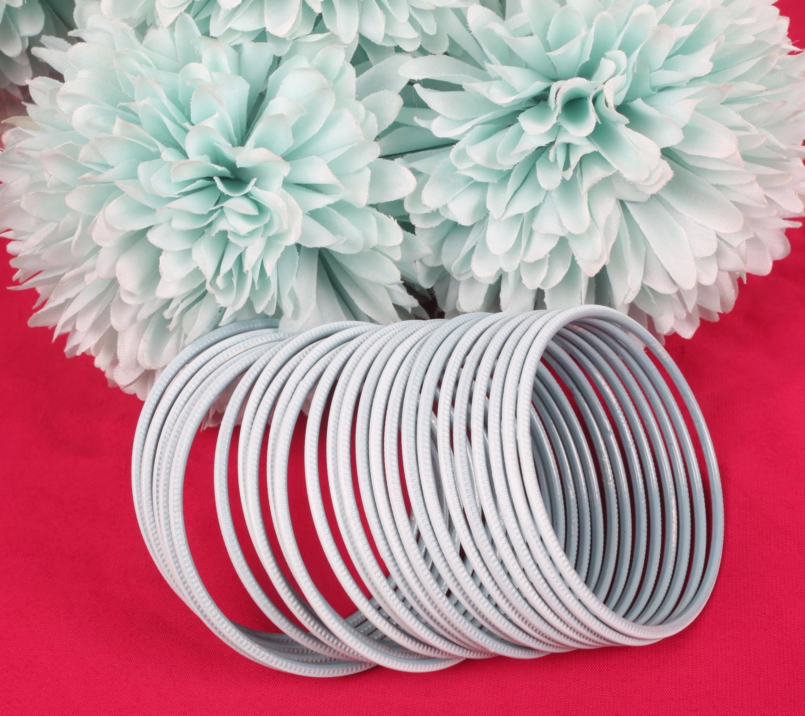 Touchstone Indian Bollywood Pastel Color Bangle Collection Beautifully Handcrafted Western Choice Designer Jewelry Bracelets Bangles. Set of 24. - Image 6