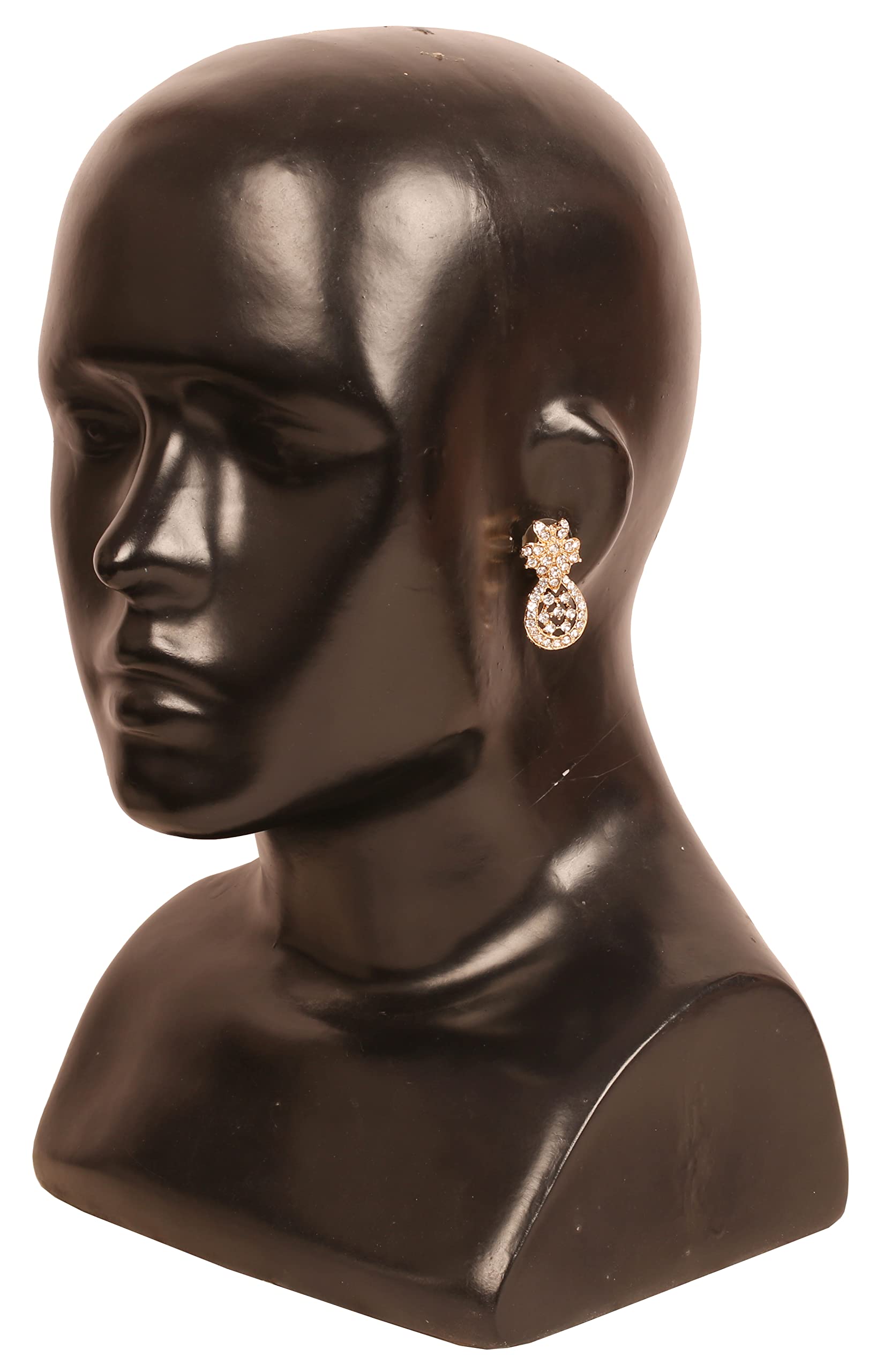 Touchstone Indian Bollywood Style Handcrafted Rhinestone Designer Jewelry Small Earrings in Gold Or White Tone for Women. - Image 4