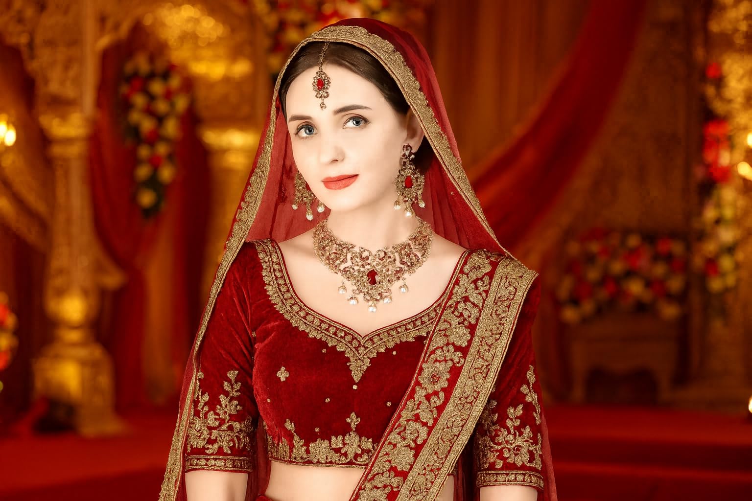 Touchstone Indian jewelry sets for women tikka wedding necklace costume guest statement bollywood rhinestones crystal faux pearls gold big royal neck piece set bridal fashion accessories - Image 4