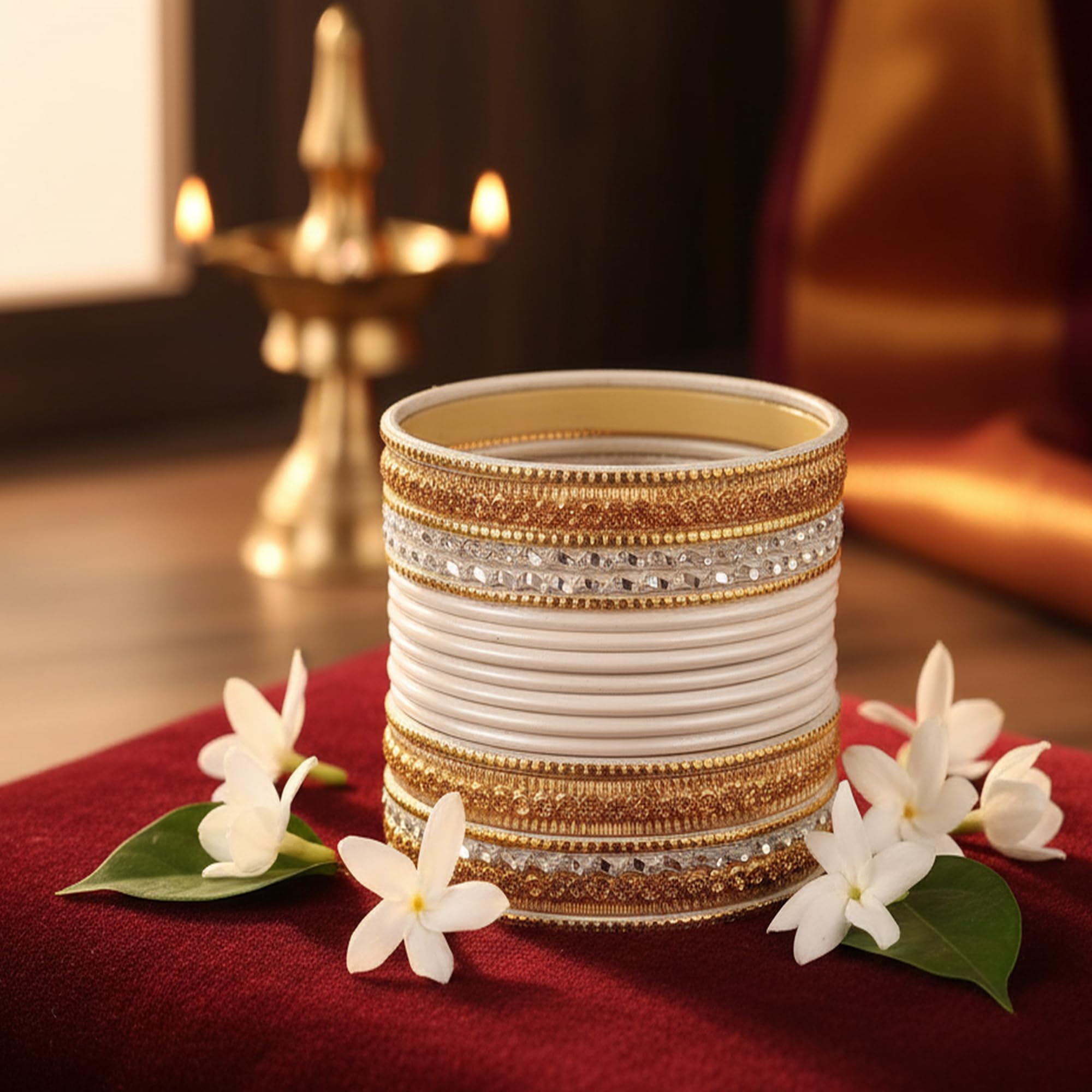 Touchstone Indian Metal Bangles for Women Gold Alloy Bracelets desi 2 Dozen Bangle Collection Bollywood Women's Jewelry Set Multi Stacking Wide Chunky Textured Golden Set of 24 in Gold or White Tone - Image 3