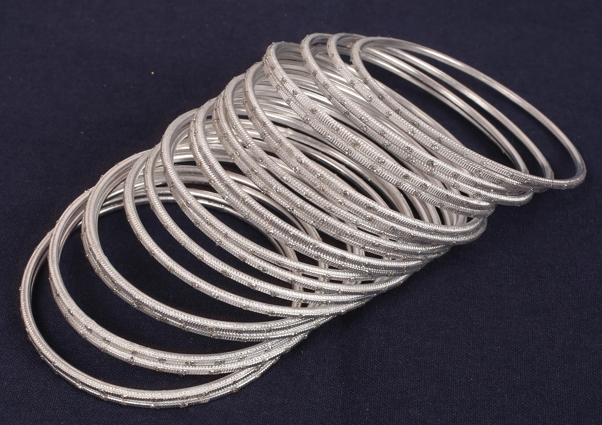 Touchstone Large Indian Bangles for Women Jewelry American Size Stackable chudiyan Colorful Fancy churi Set Metal Bracelets Jewellery Golden dots Vintage Textured Colors - Image 3