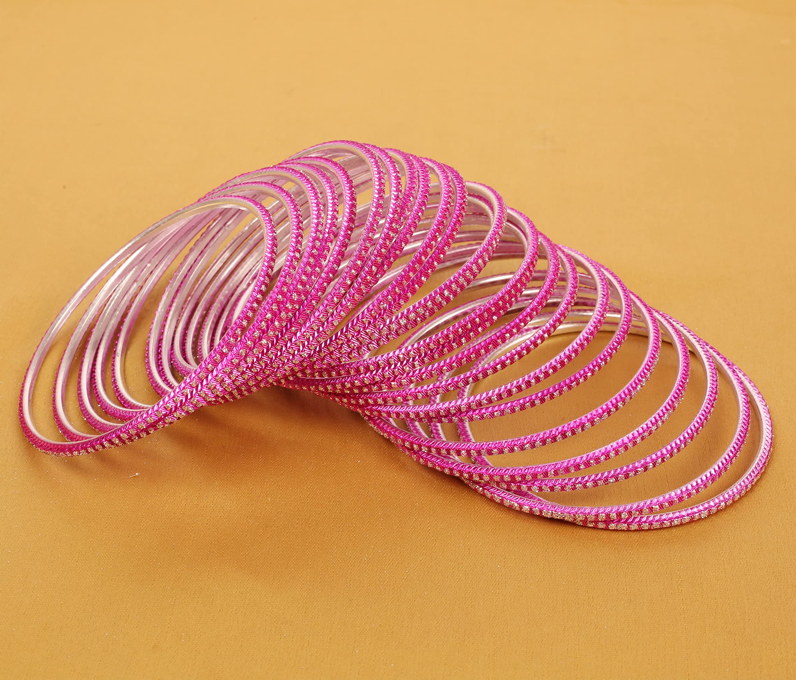 Touchstone Pastel Color Bangle Collection Indian Bollywood Hand Drilled Silver Tinge Designer Jewelry Bracelets Bangle. Set of 24. For Women. - Image 3