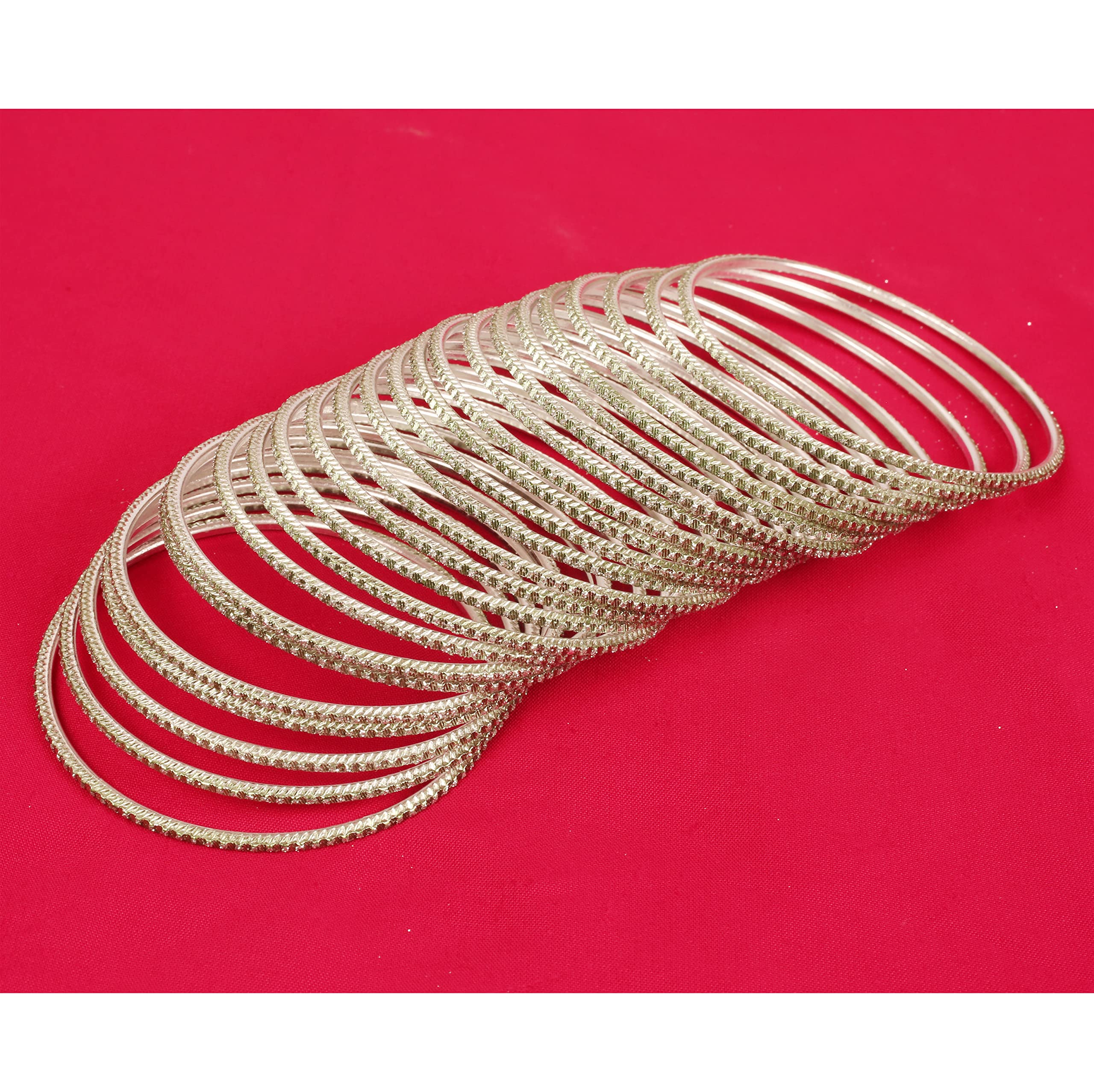 Touchstone Pastel Color Bangle Collection Indian Bollywood Hand Drilled Silver Tinge Designer Jewelry Bracelets Bangle. Set of 24. For Women. - Image 3