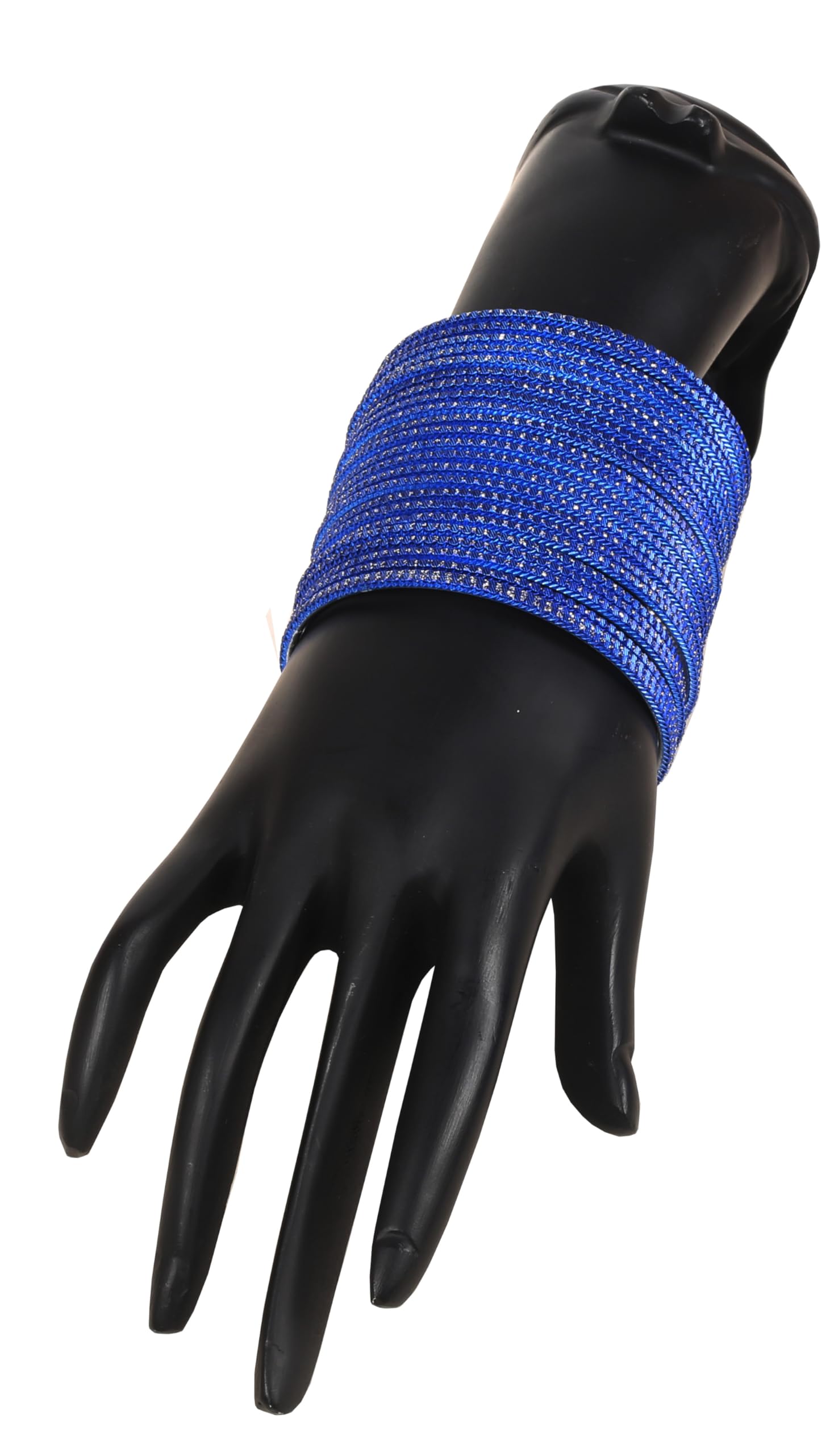 Touchstone Pastel Color Bangle Collection Indian Bollywood Hand Drilled Silver Tinge Designer Jewelry Bracelets Bangle. Set of 24. For Women. - Image 3