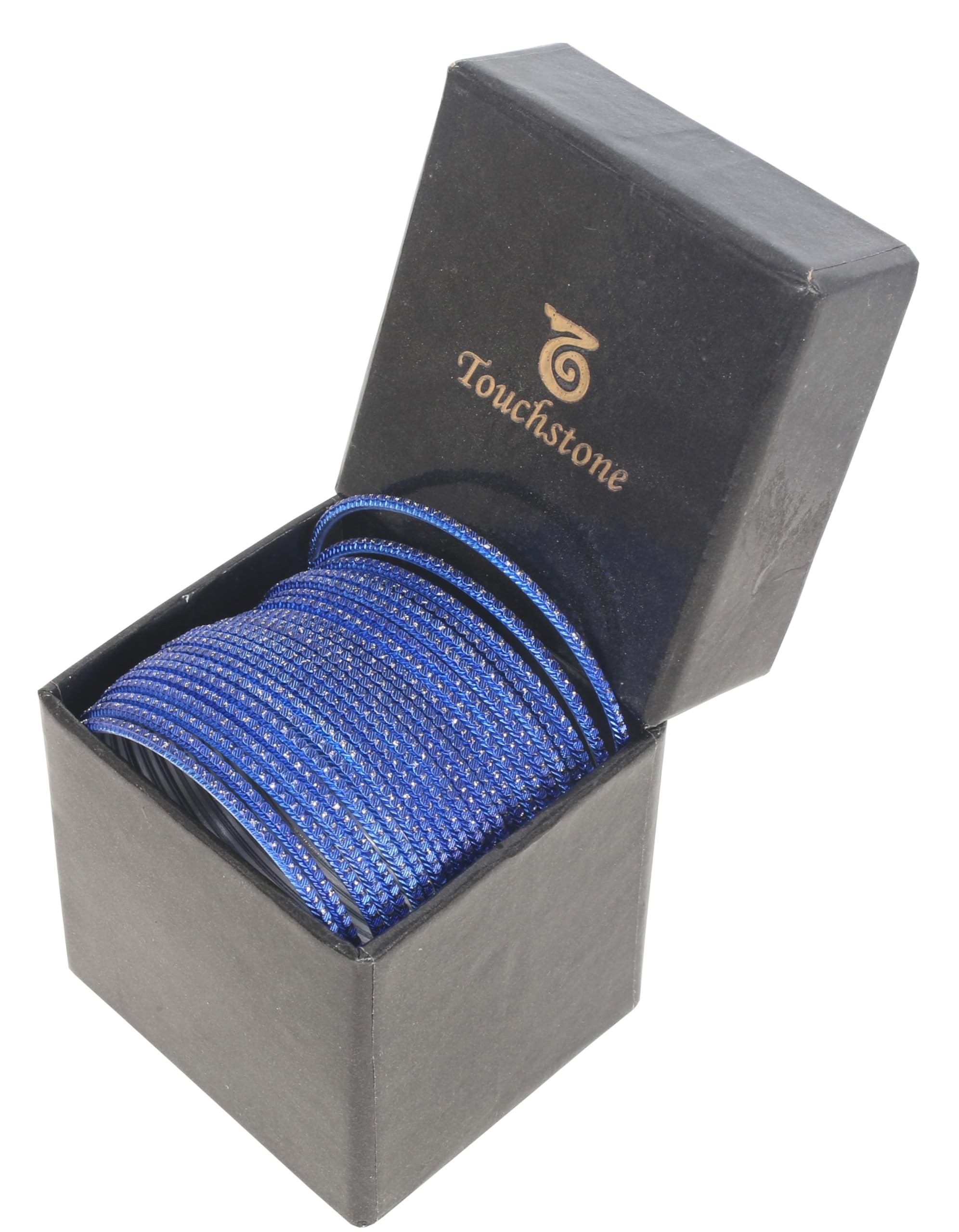 Touchstone Pastel Color Bangle Collection Indian Bollywood Hand Drilled Silver Tinge Designer Jewelry Bracelets Bangle. Set of 24. For Women. - Image 5